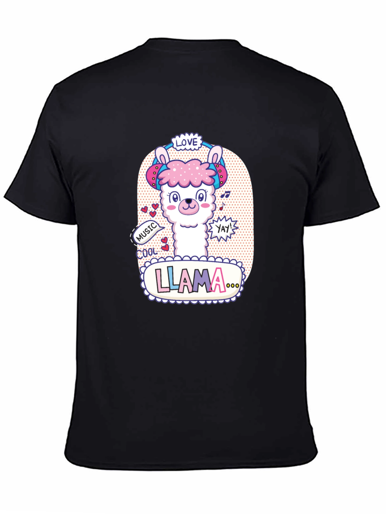 Cute Llama Headphones Graphic T-Shirt - 4