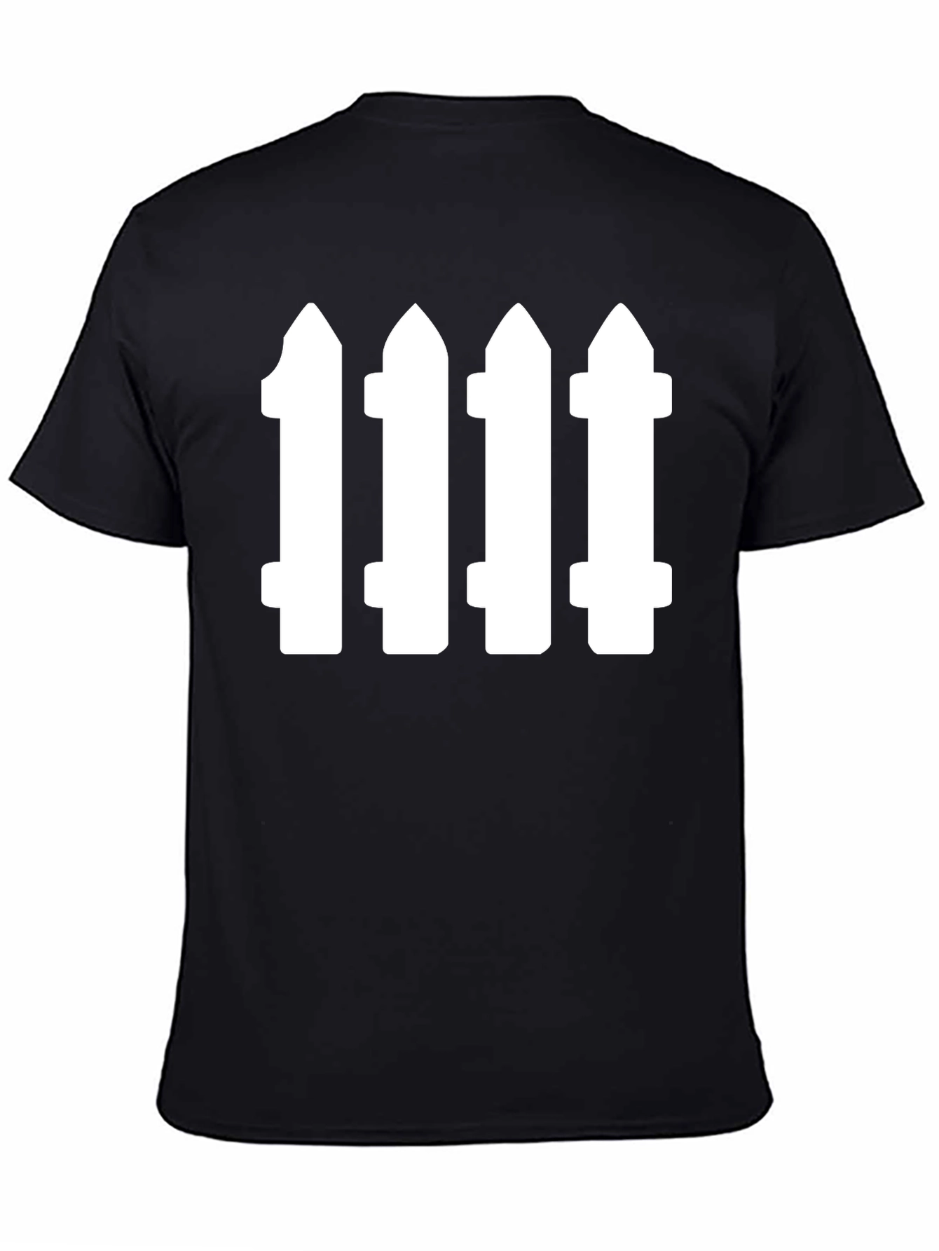 Black Fence Post Graphic Tee - Black Cotton Blend T-Shirt view 4