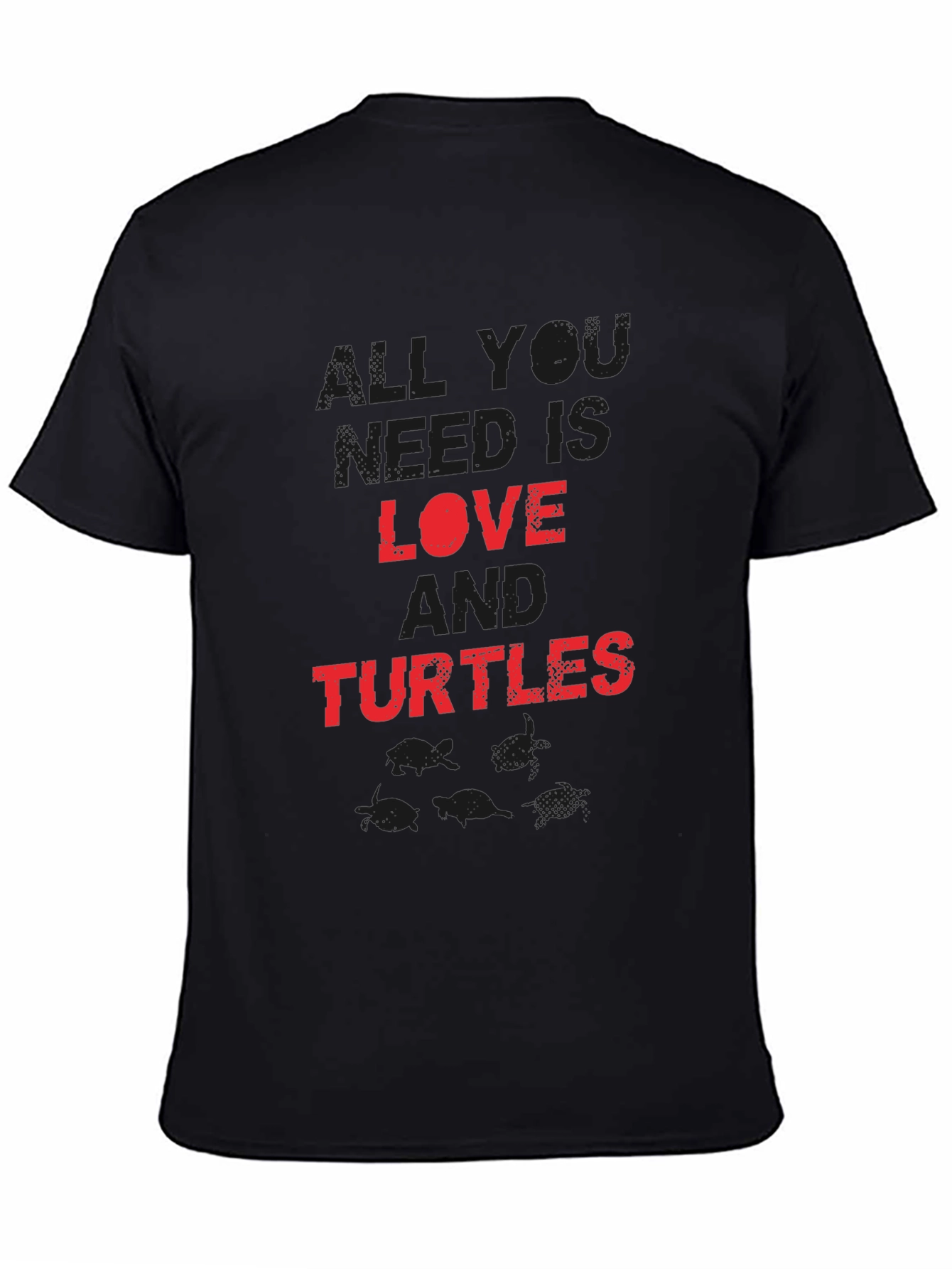 Black Love and Turtles Graphic Tee - Black Cotton Blend view 4