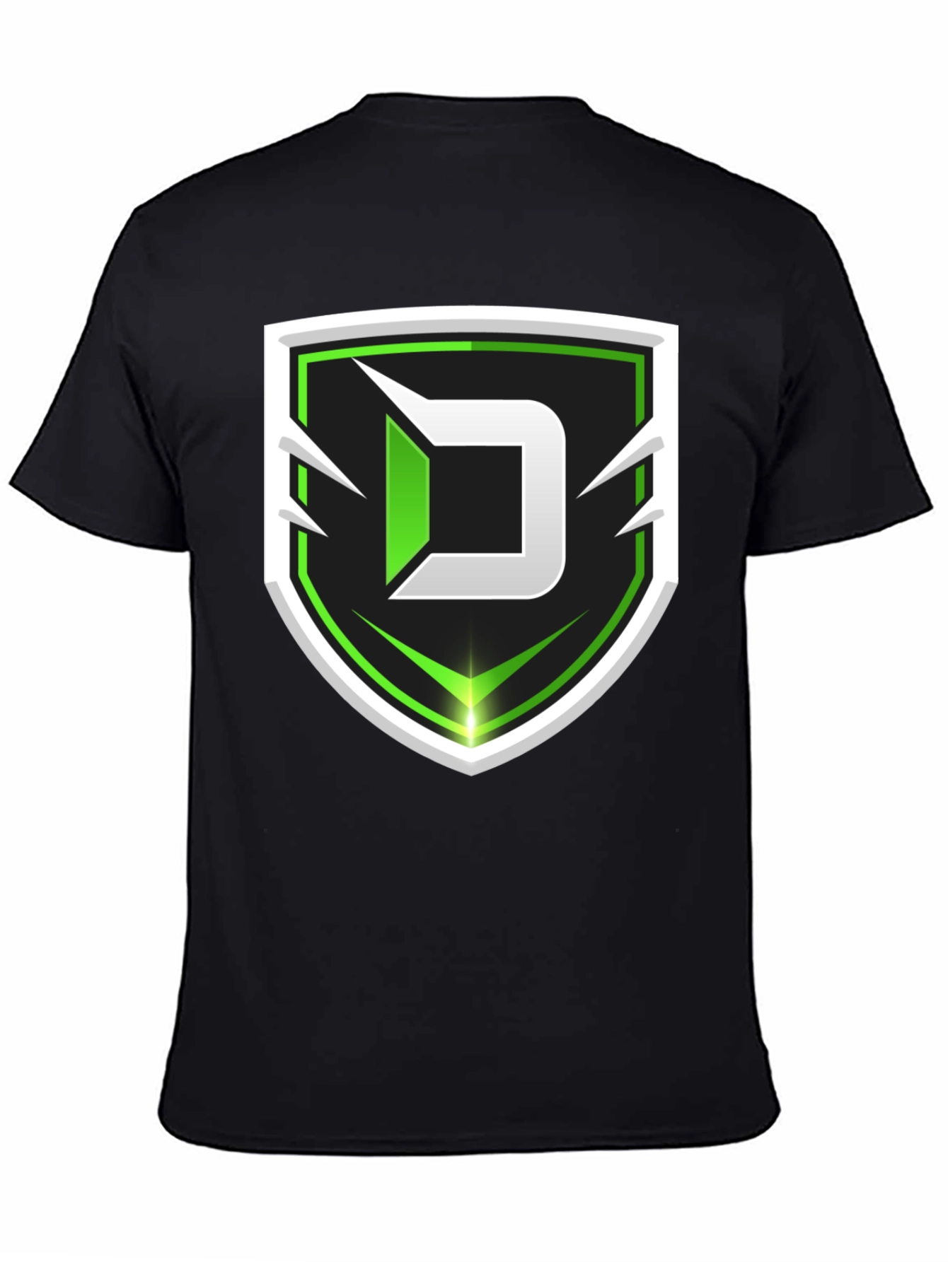 Black Tee with Green D Shield Logo - 4