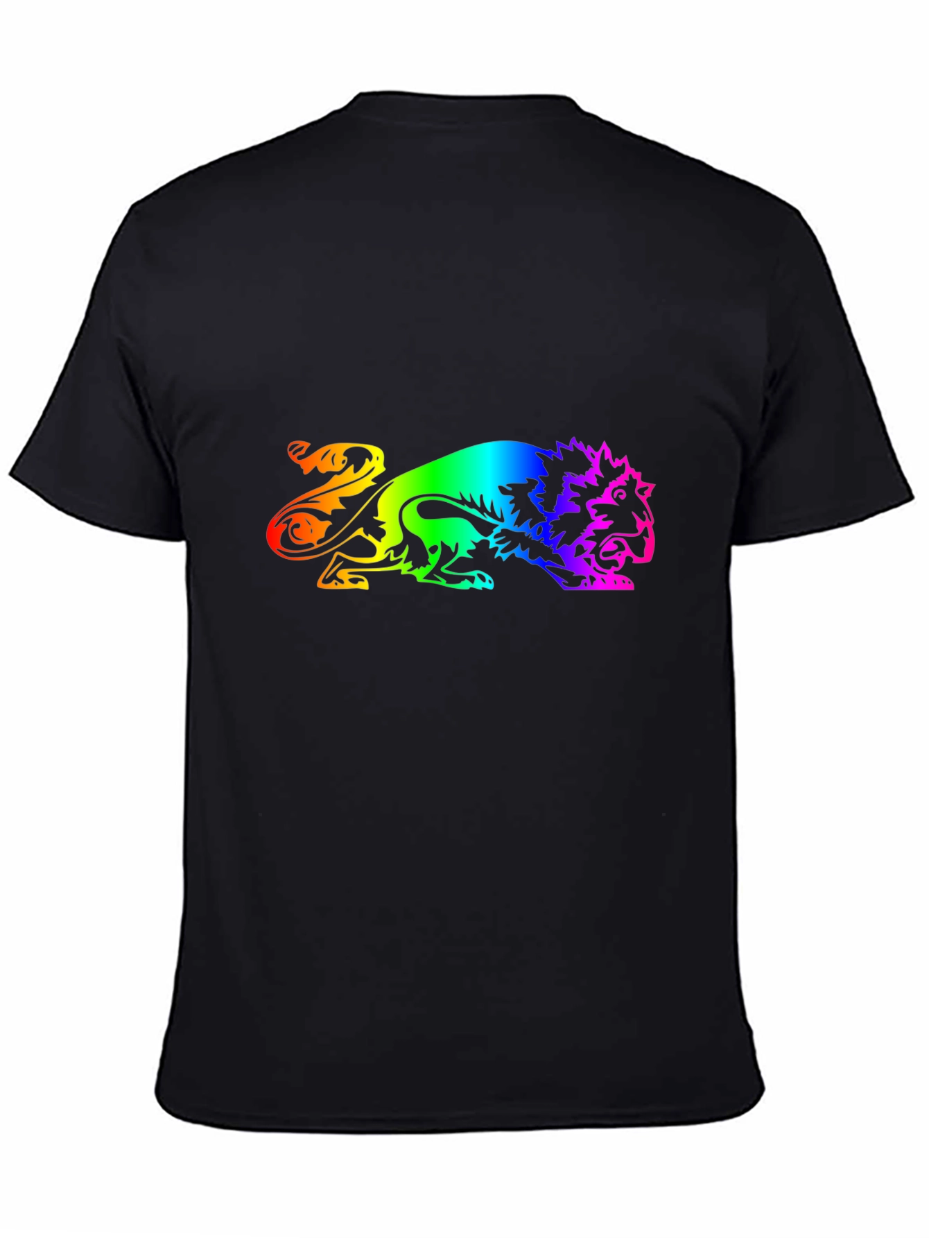 Black Rainbow Lion Graphic Black T-Shirt view 4