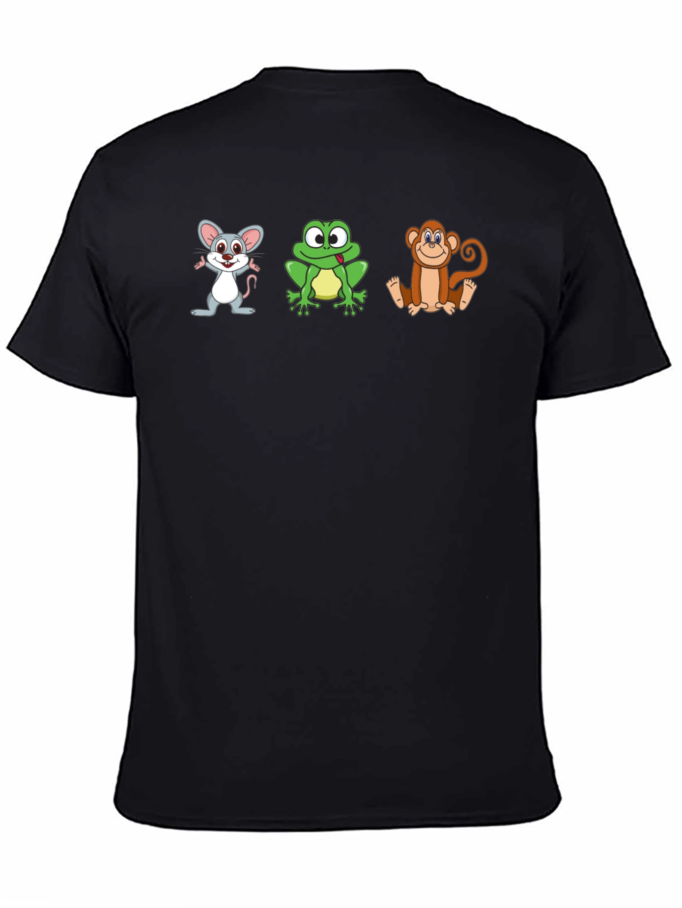 Black Cartoon Animals Graphic Tee - Black view 4