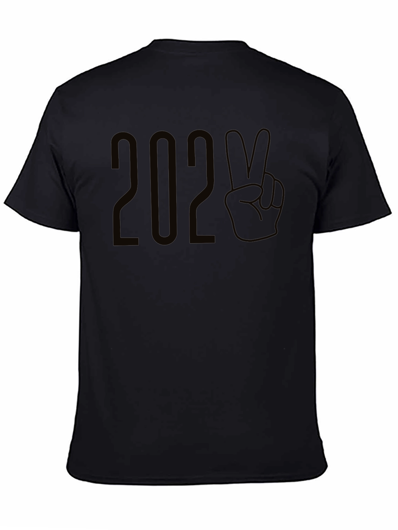 Black 2020 Peace Hand T-Shirt | Casual Fashion Top view 4