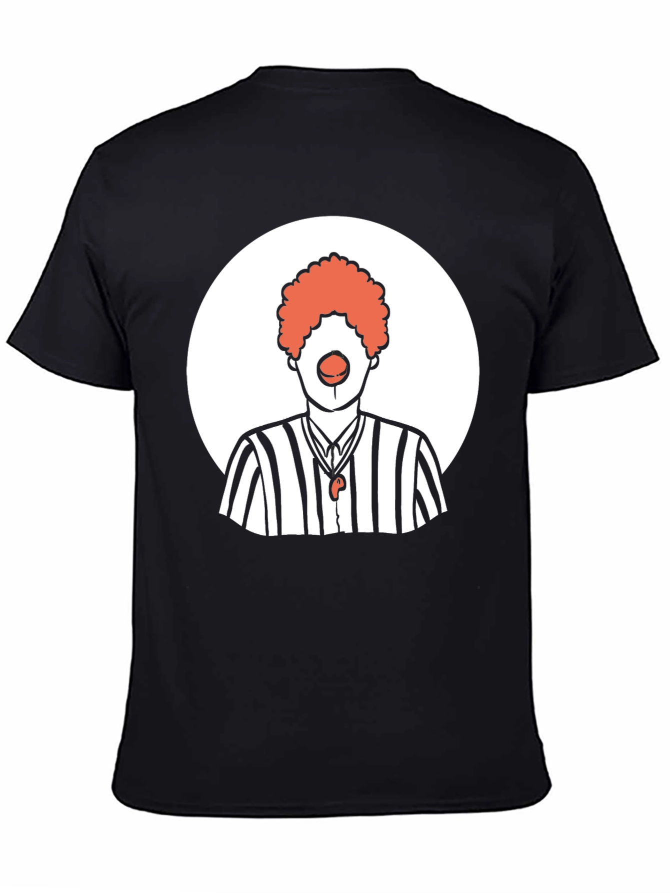 Black Clown Referee Graphic Tee - Unisex Black T-Shirt view 4