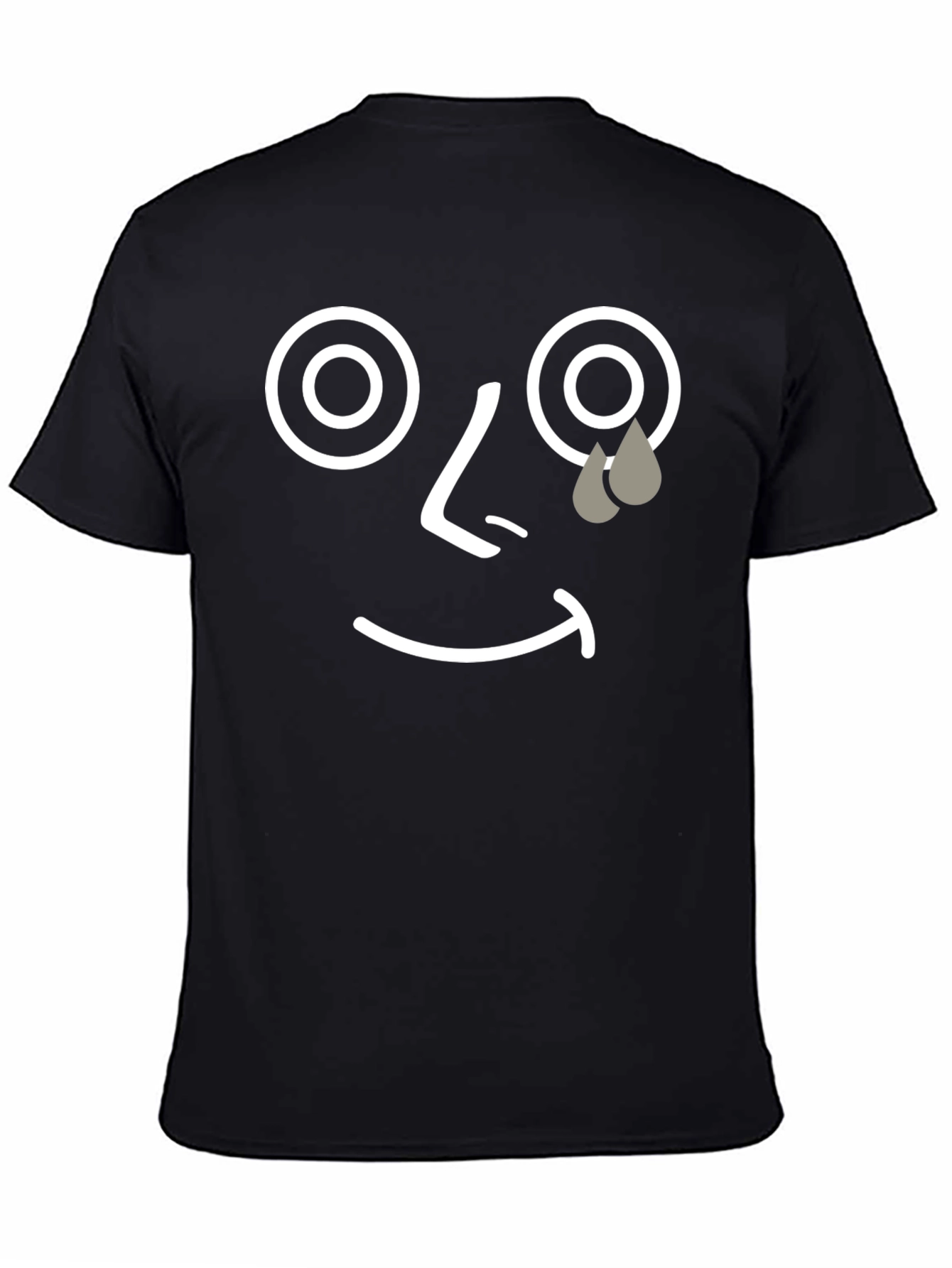 Black Sad Face Graphic Tee - Unisex Black T-Shirt view 4