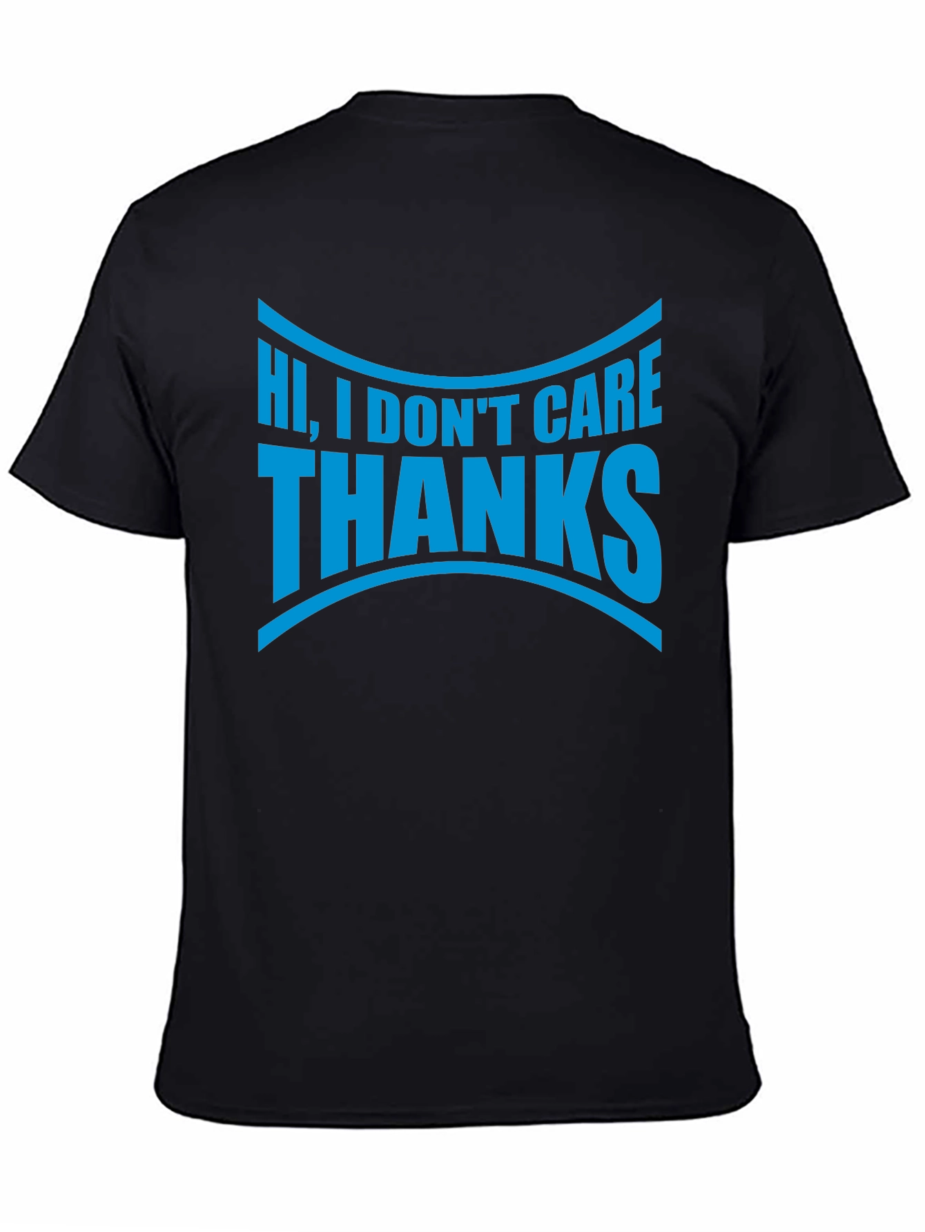 Black Funny "I Don't Care Thanks" Graphic Tee - Black view 4