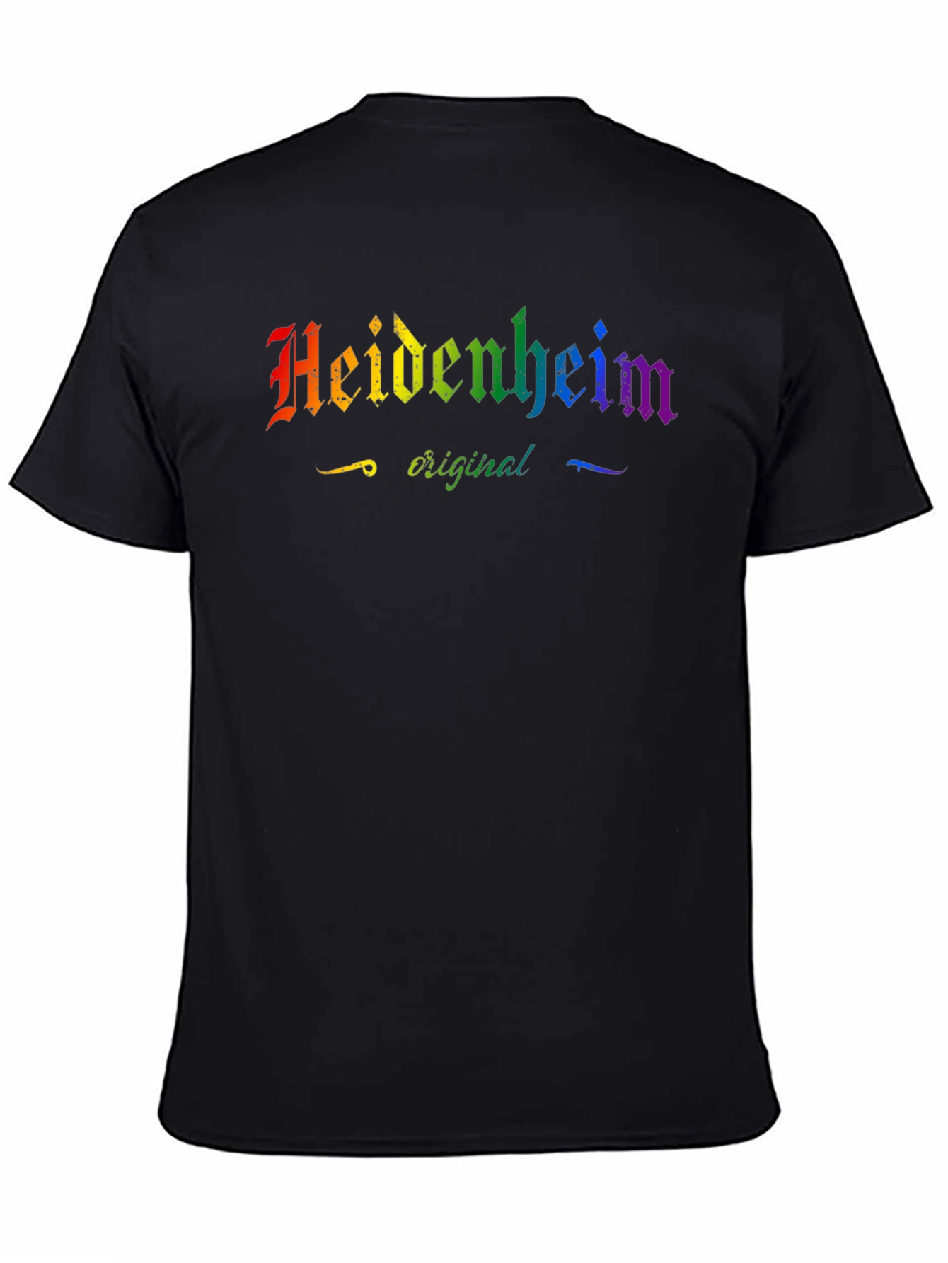 Black Heidenheim Original Rainbow Text Black T-Shirt view 4