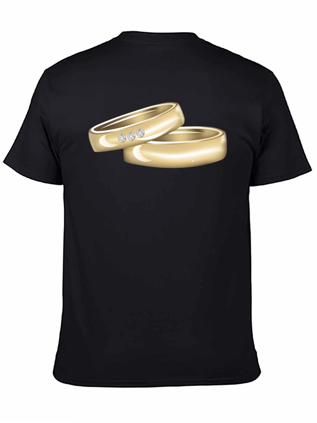 Black Wedding Rings Graphic Tee - Stylish Black T-Shirt view 4