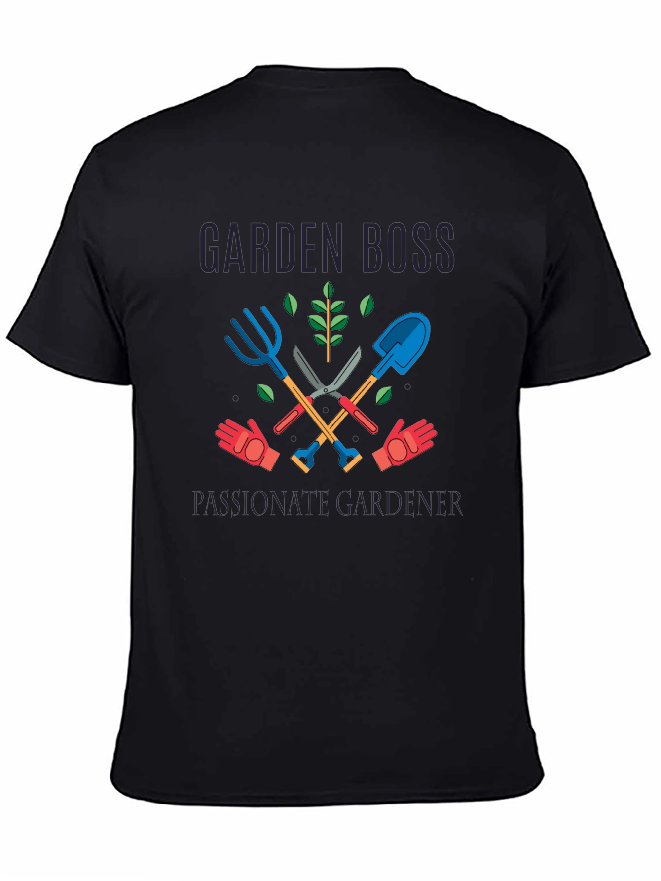 Black Garden Boss Passionate Gardener Graphic T-Shirt view 4