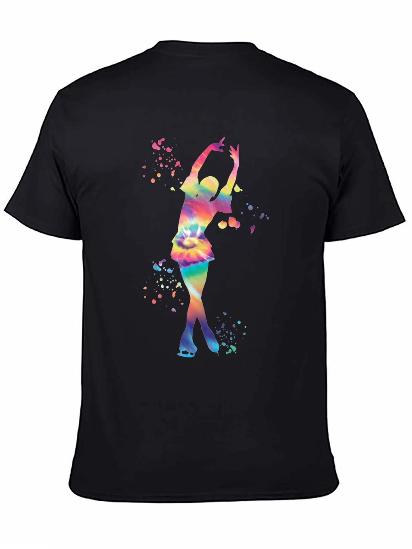 Black Rainbow Tie Dye Ice Skater Graphic T-Shirt view 4