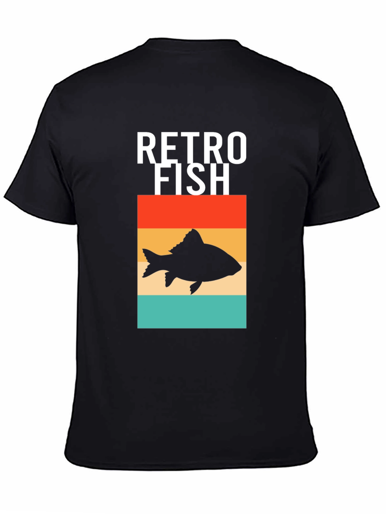Black Retro Fish Graphic Tee - Stylish Men's Black T-Shirt view 4