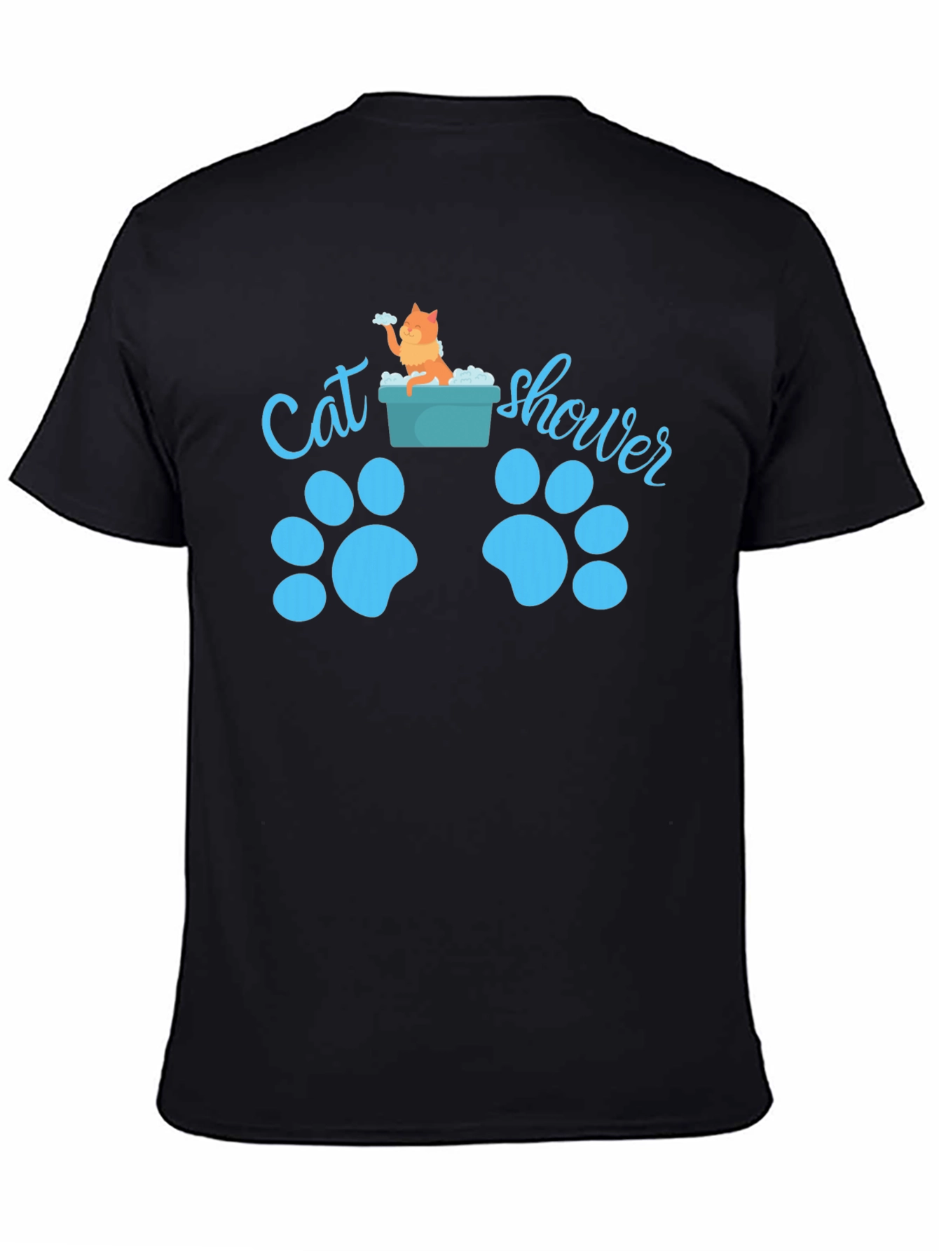 Black Cat Shower T-Shirt - Funny Cat Lover Tee view 4