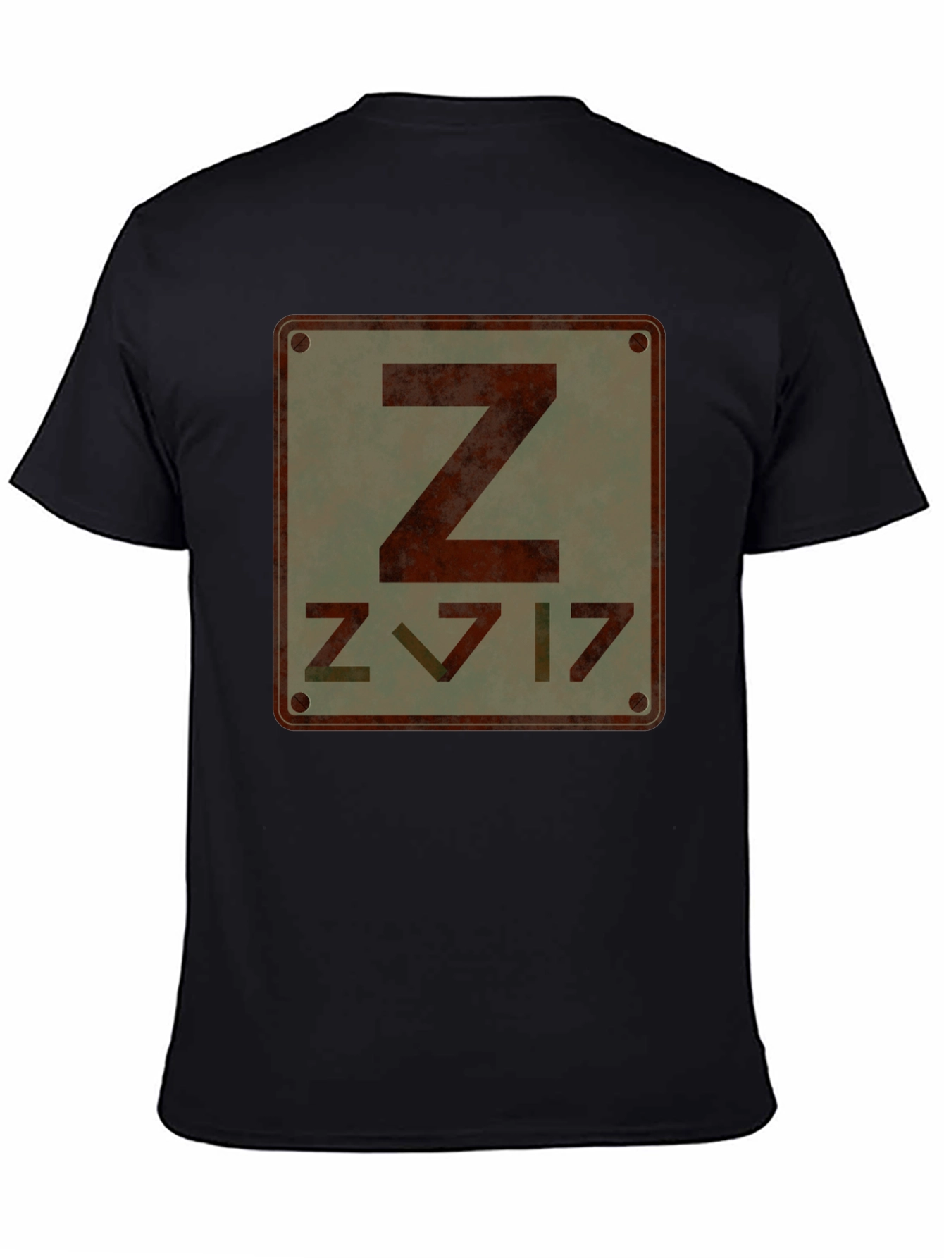 Black Retro Z Design Graphic T-Shirt view 4
