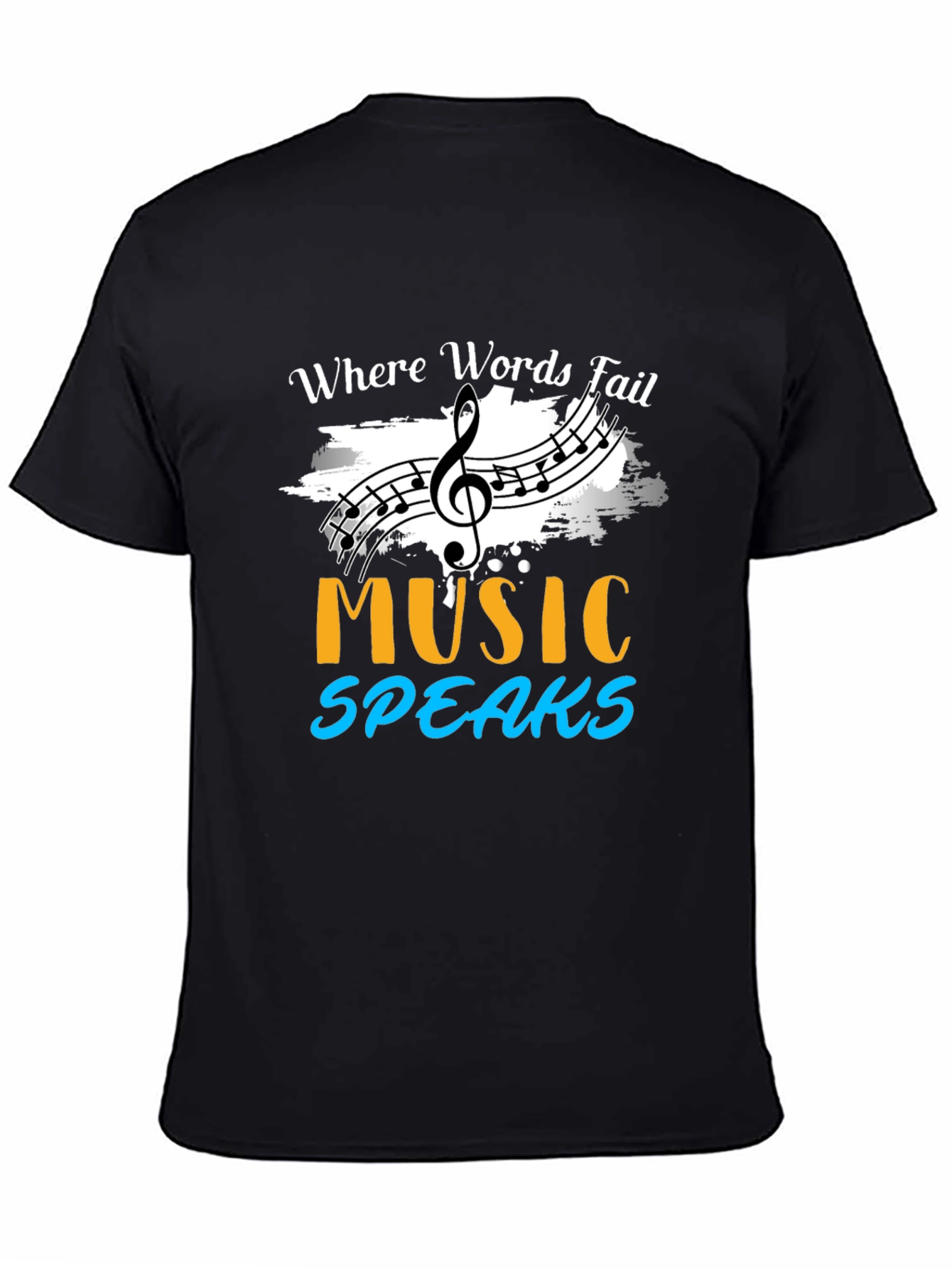 Black Music Speaks Graphic T-Shirt - Where Words Fail Design view 4