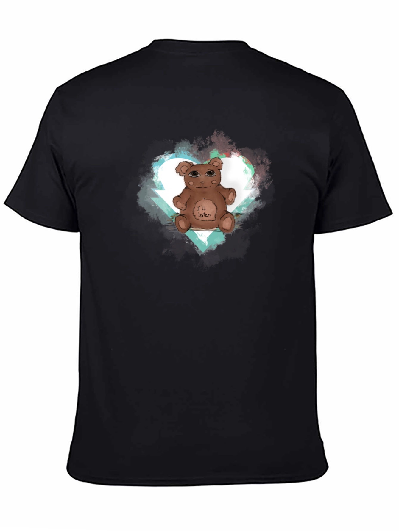 Black I'll Listen Bear Heart Graphic Tee view 4