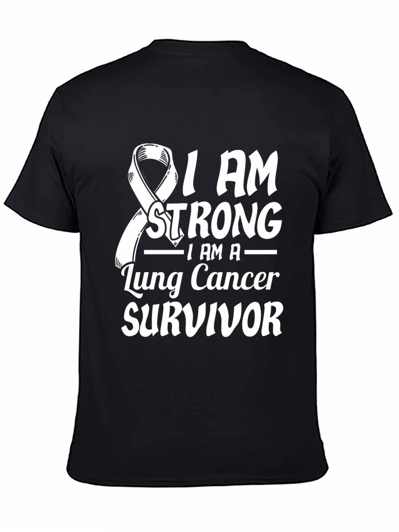 Black Lung Cancer Survivor T-Shirt - I Am Strong Graphic Tee view 4