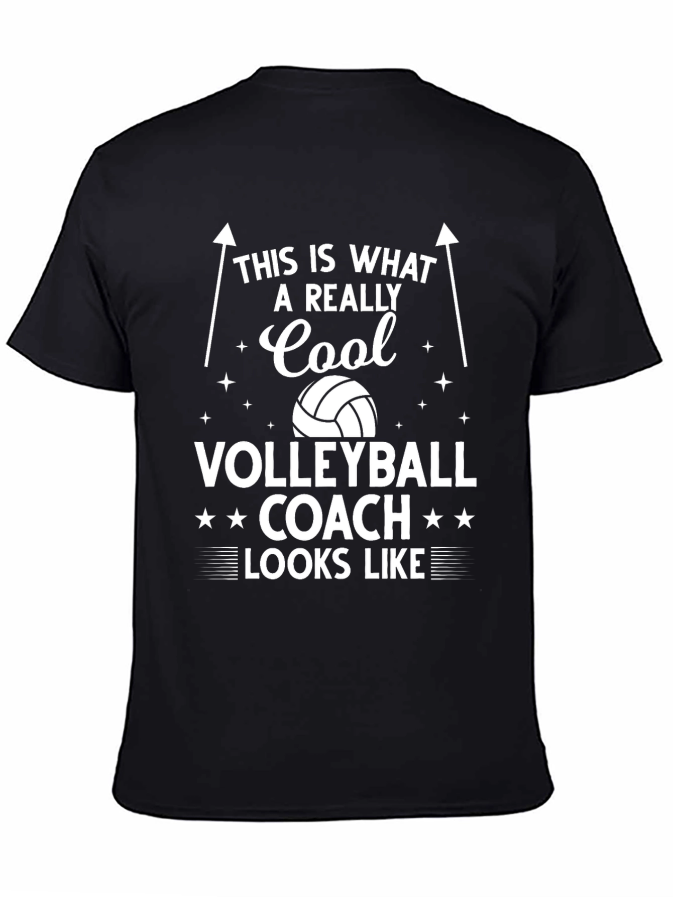 Black Cool Volleyball Coach T-Shirt view 4
