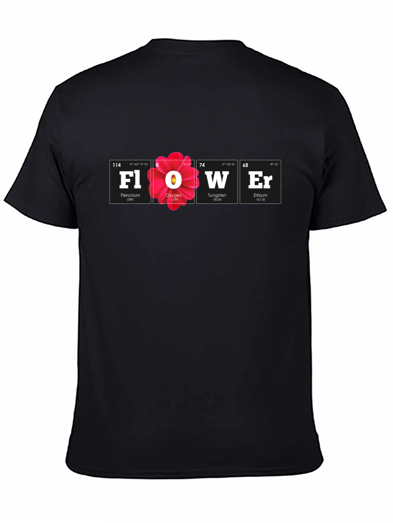 Black Periodic Table Flower Graphic Tee view 4