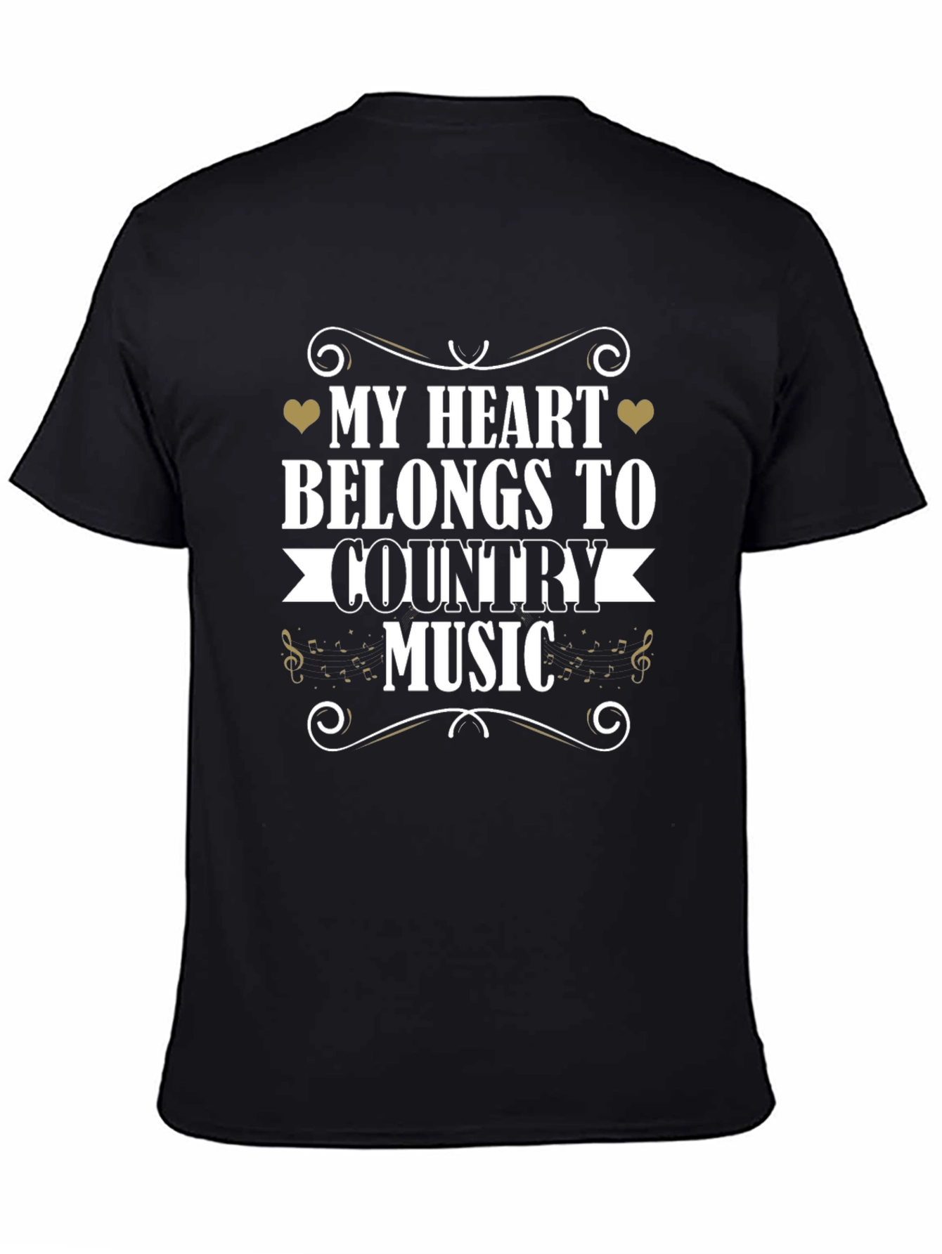 Black Country Music Heart T-Shirt view 4