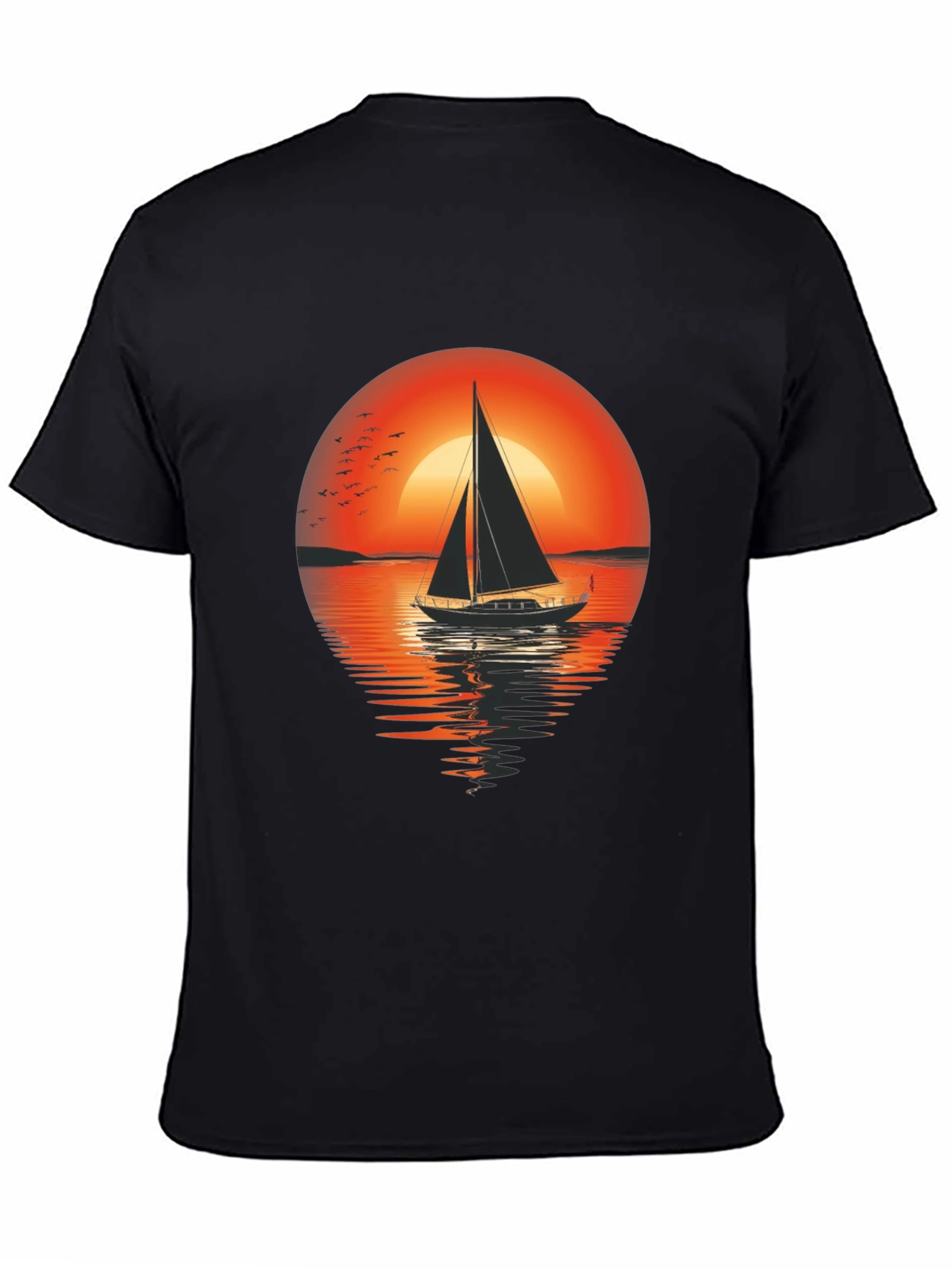 Black Sunset Sailboat Graphic Tee - Comfort Fit view 4