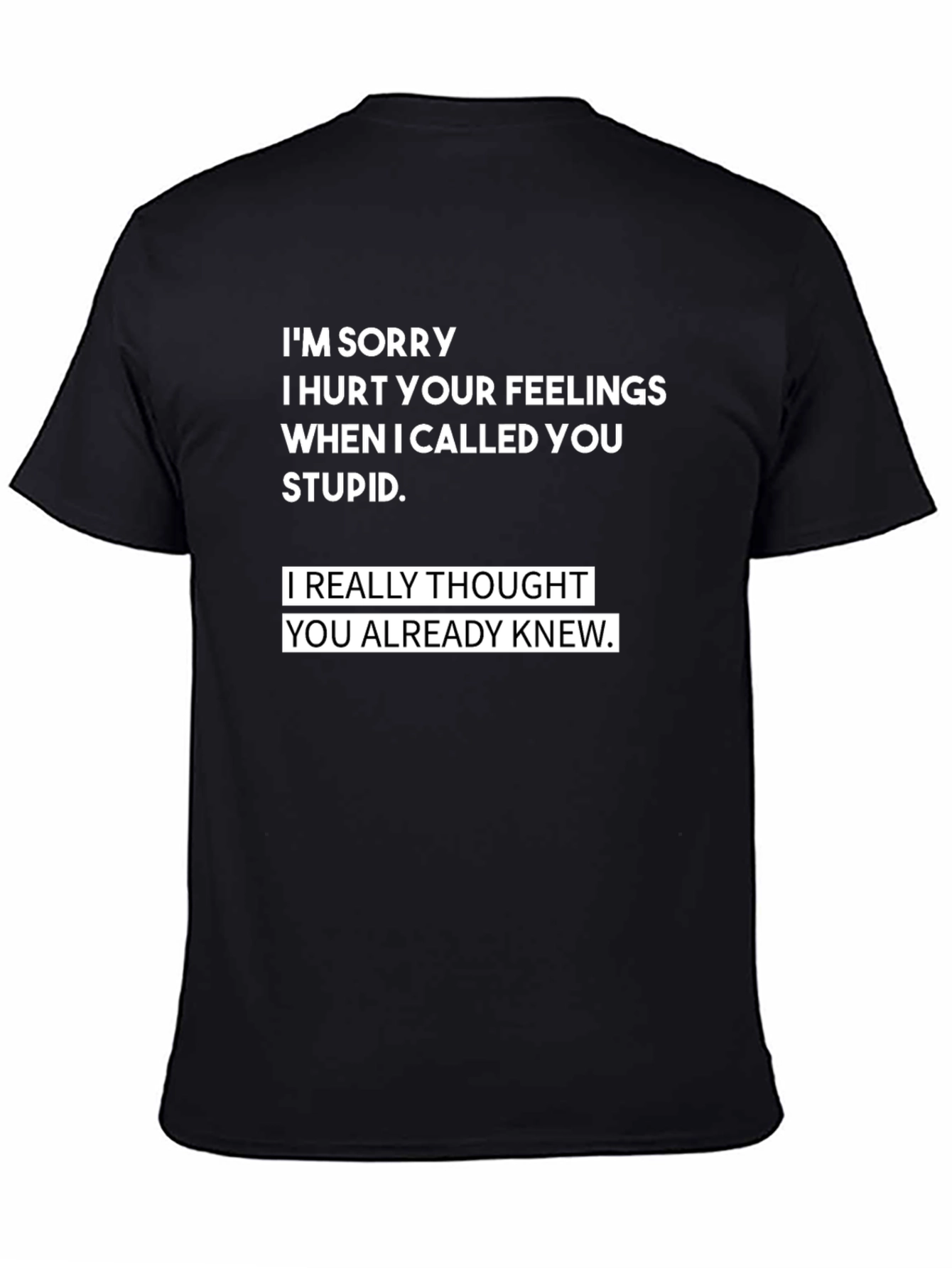 Black Funny Sarcastic T-Shirt - I'm Sorry I Hurt Your Feelings view 4