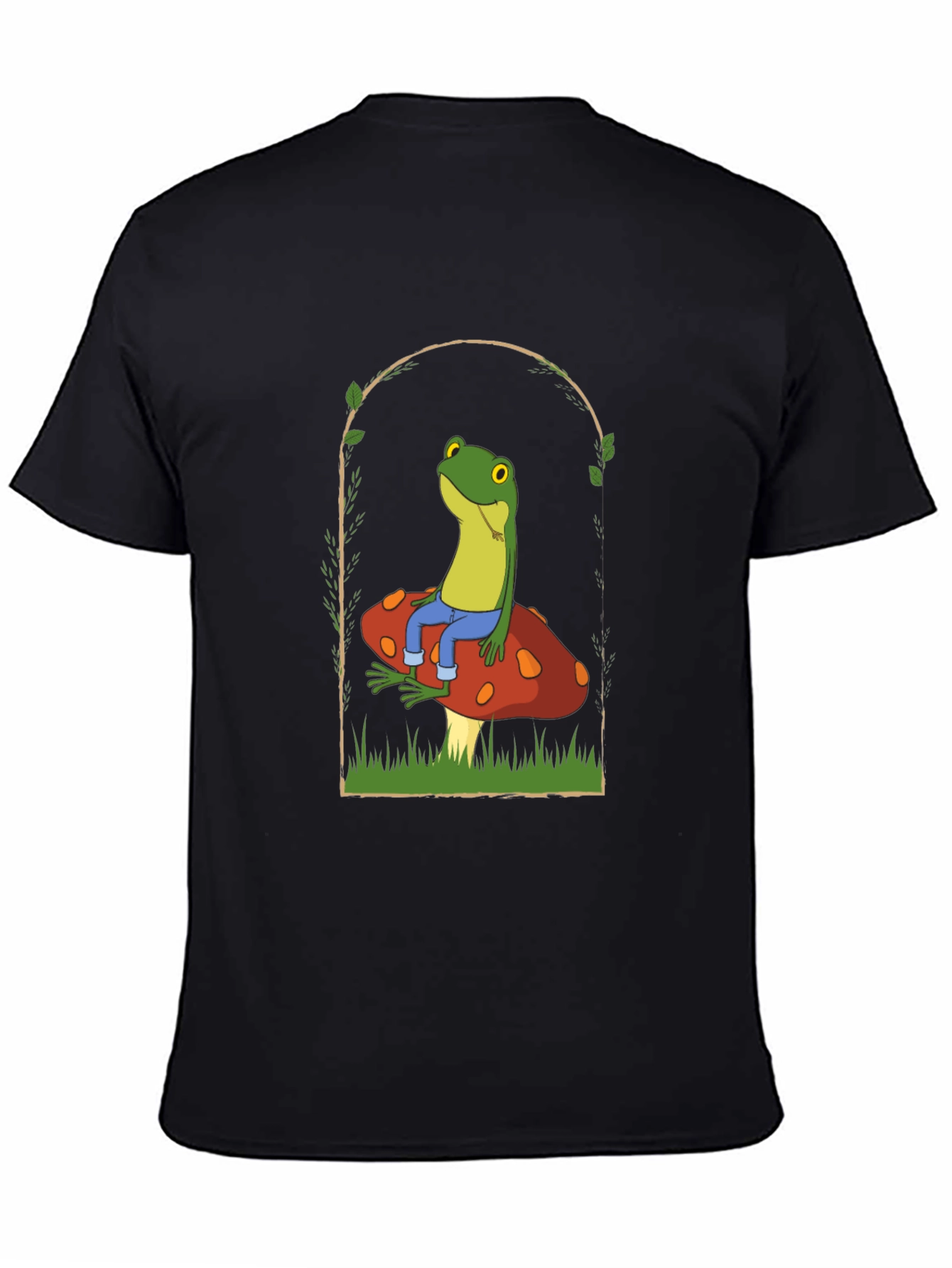 Black Frog on Mushroom Graphic Tee view 4