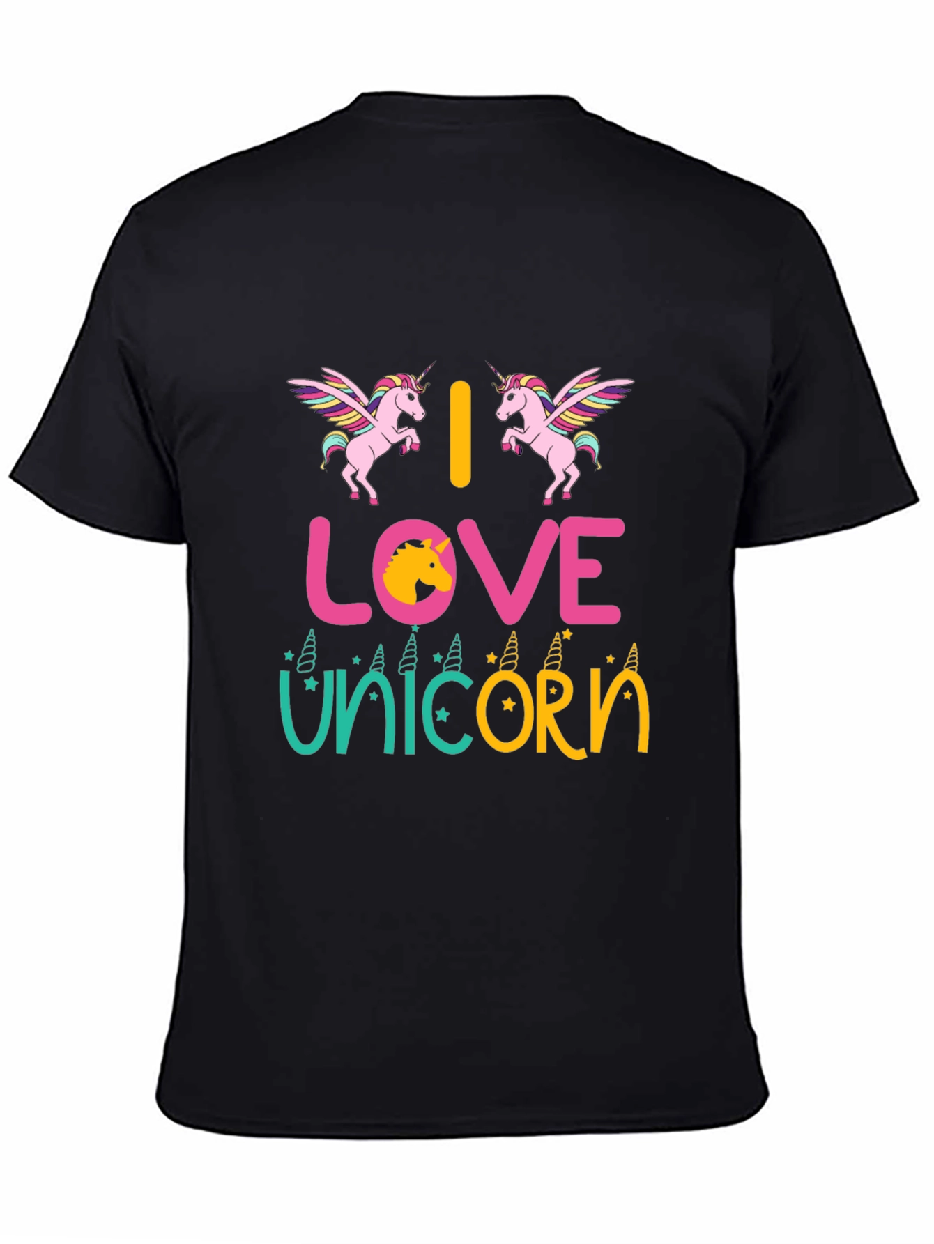 Black I Love Unicorns Graphic T-Shirt view 4