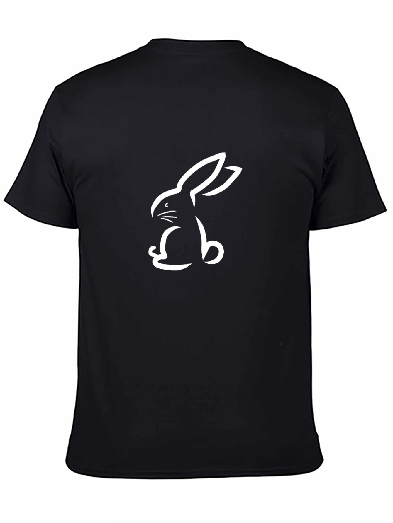 Black Rabbit Outline Graphic T-Shirt - Black view 4
