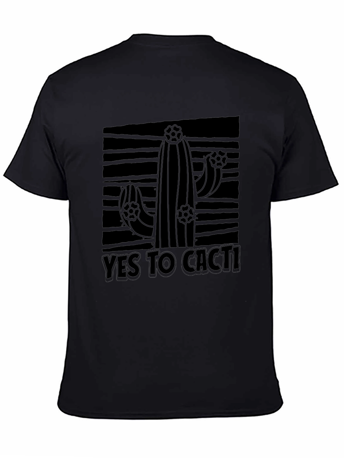 Black Yes To Cacti Graphic Tee - Black Cotton Blend view 4
