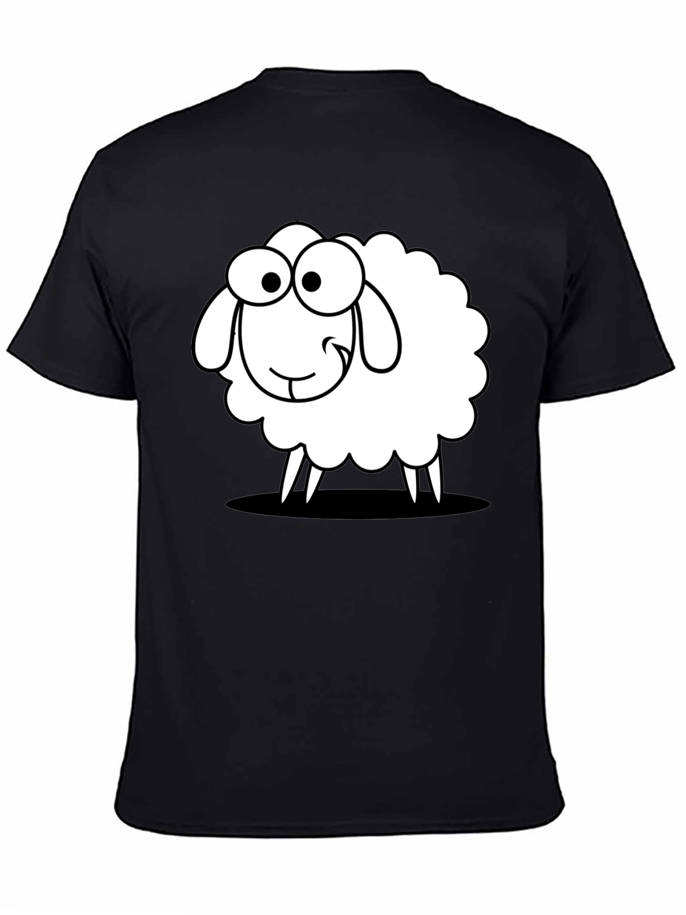 Black Funny Sheep Graphic Black T-Shirt - Unisex Cotton Tee view 4