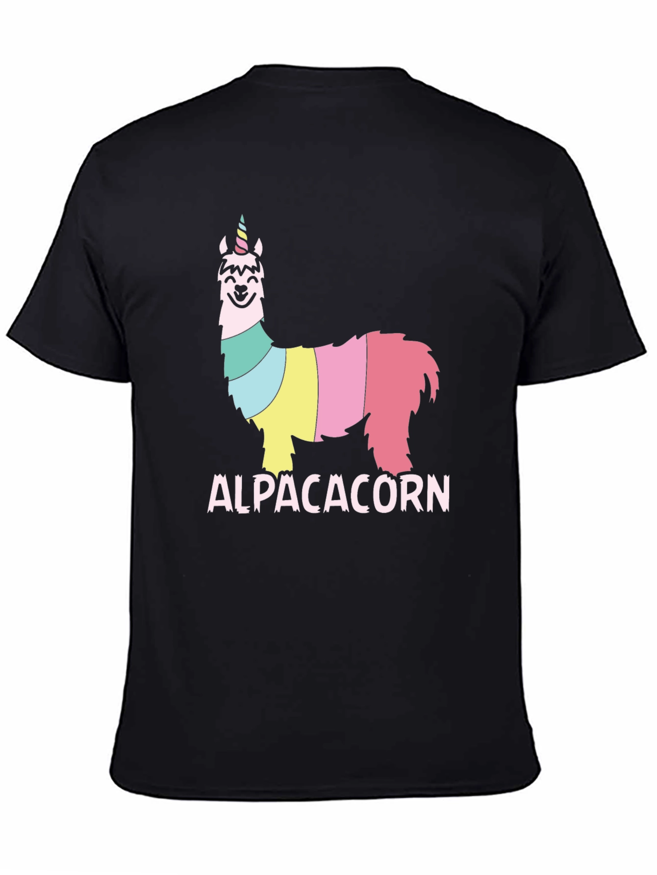 Black Alpacacorn T-Shirt - Fun, Colorful Alpaca Unicorn Design view 4