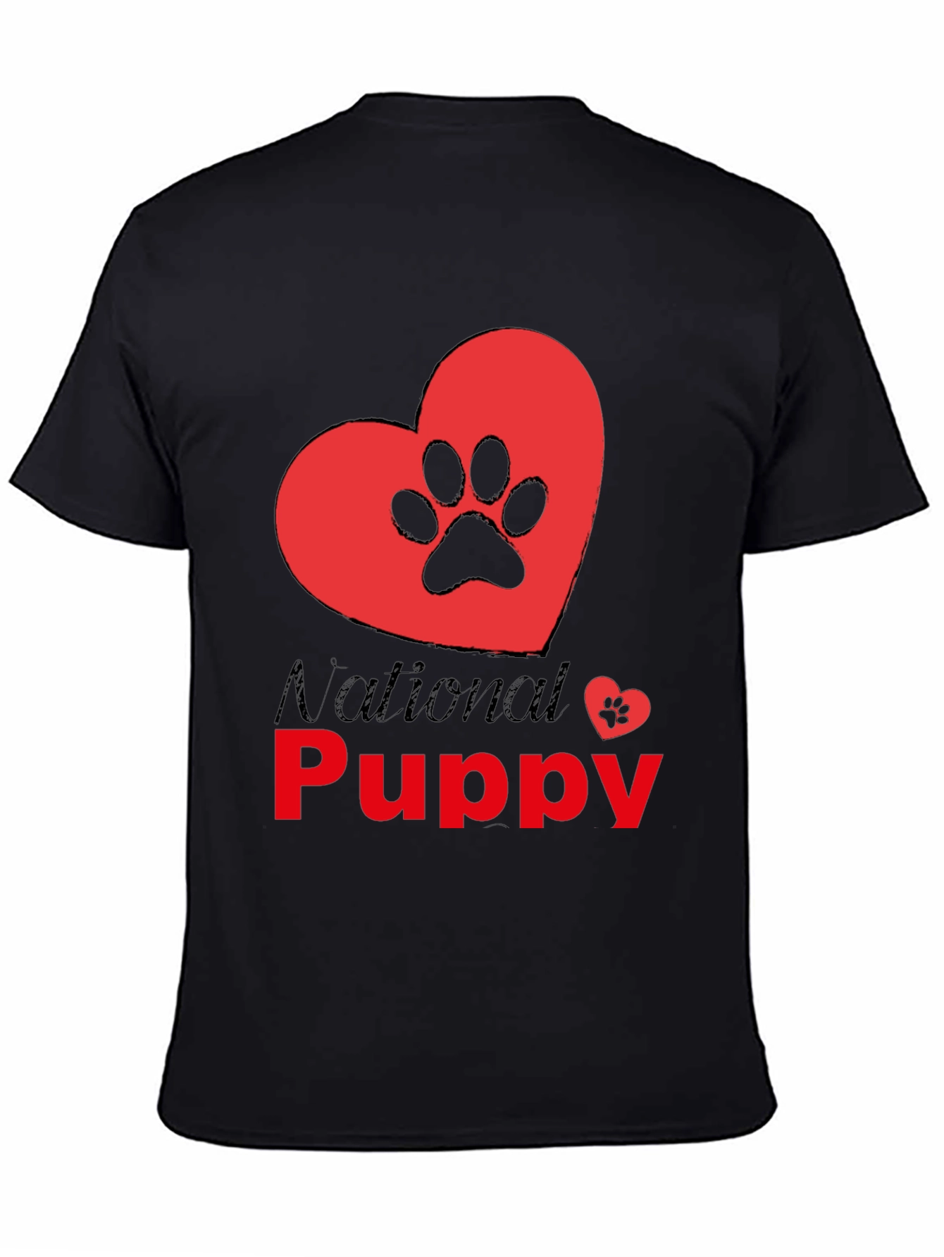 Black National Puppy Day T-Shirt, Dog Lover Tee view 4