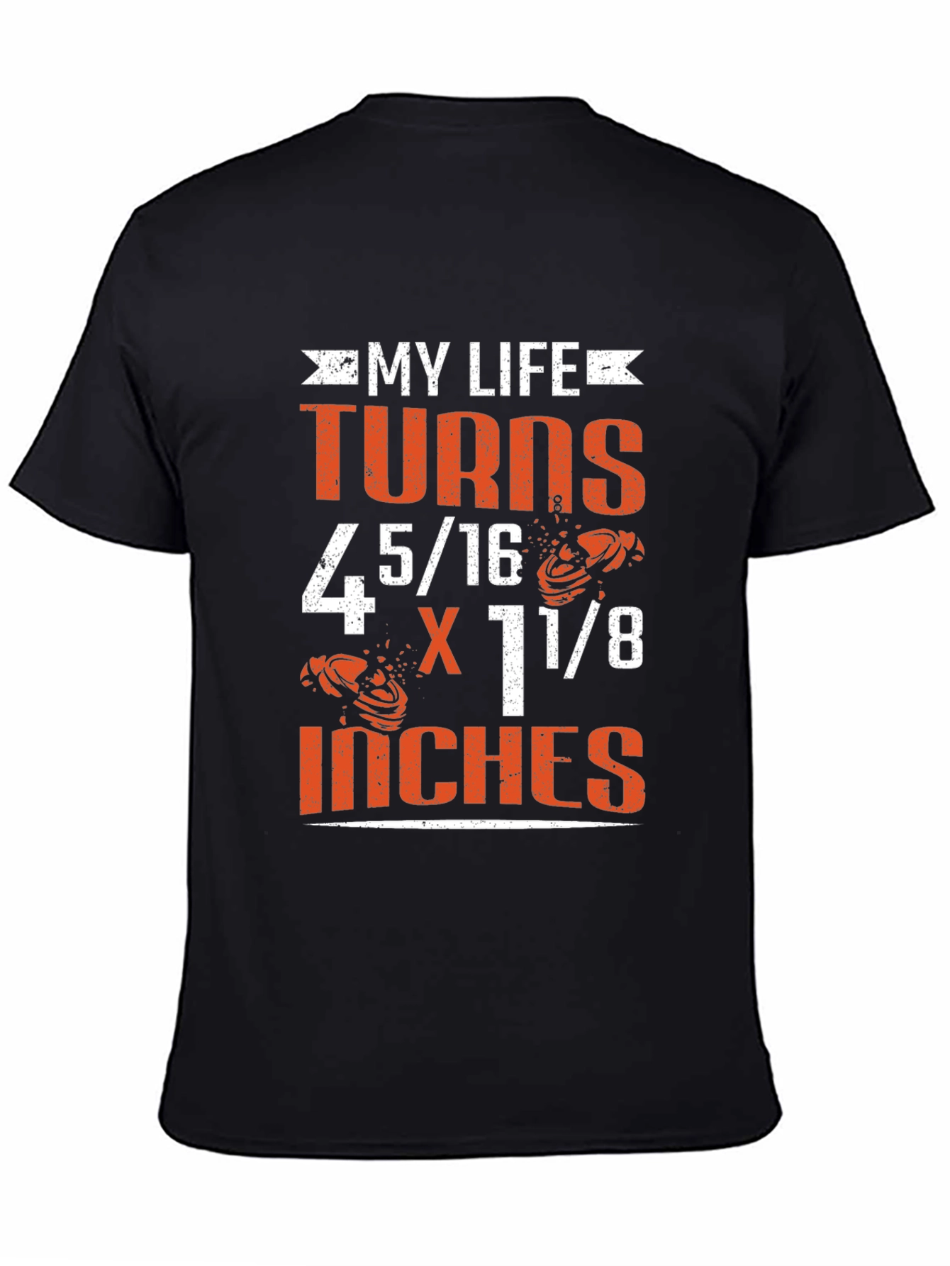 Black My Life Turns 4 5/16 x 1 1/8 Inches T-Shirt view 4