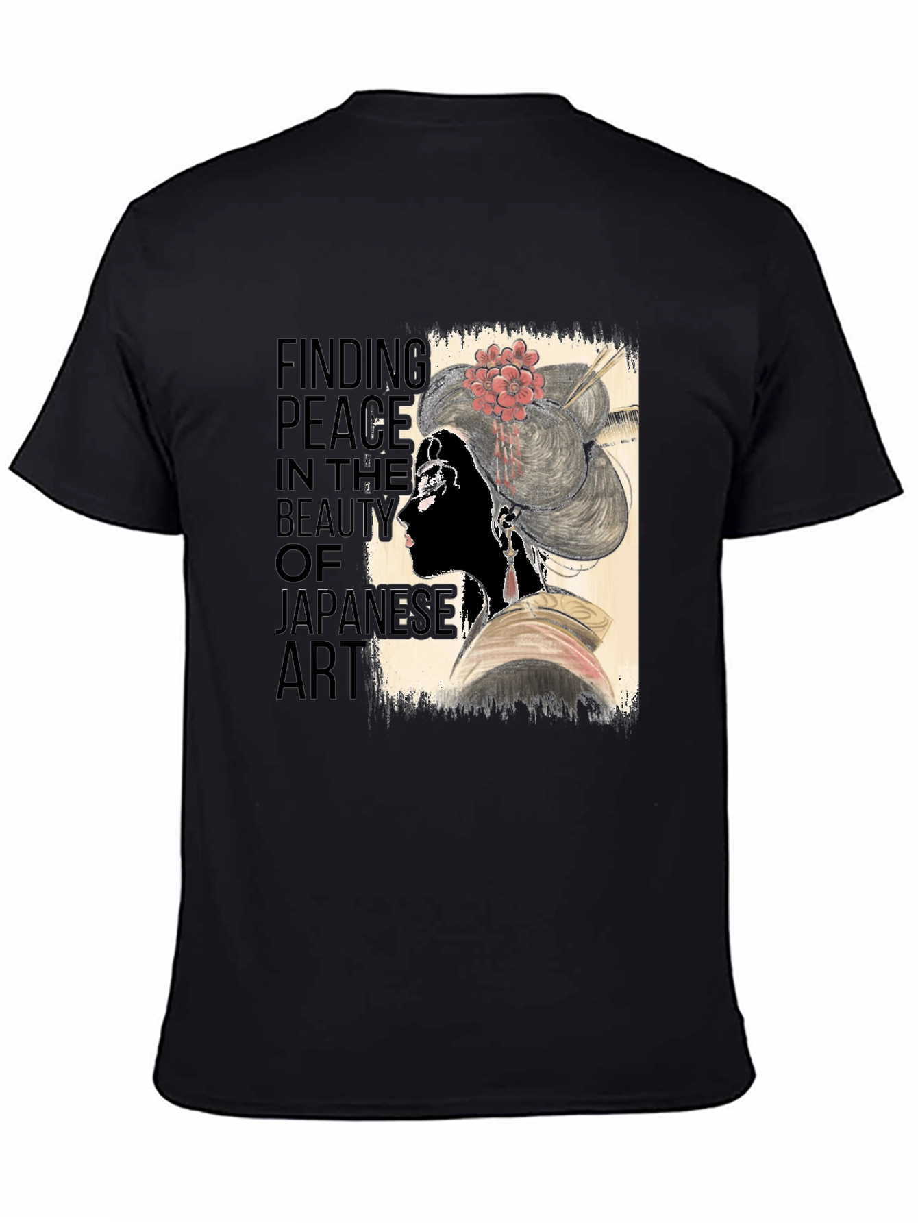 Black Japanese Art Inspired Graphic T-Shirt view 4