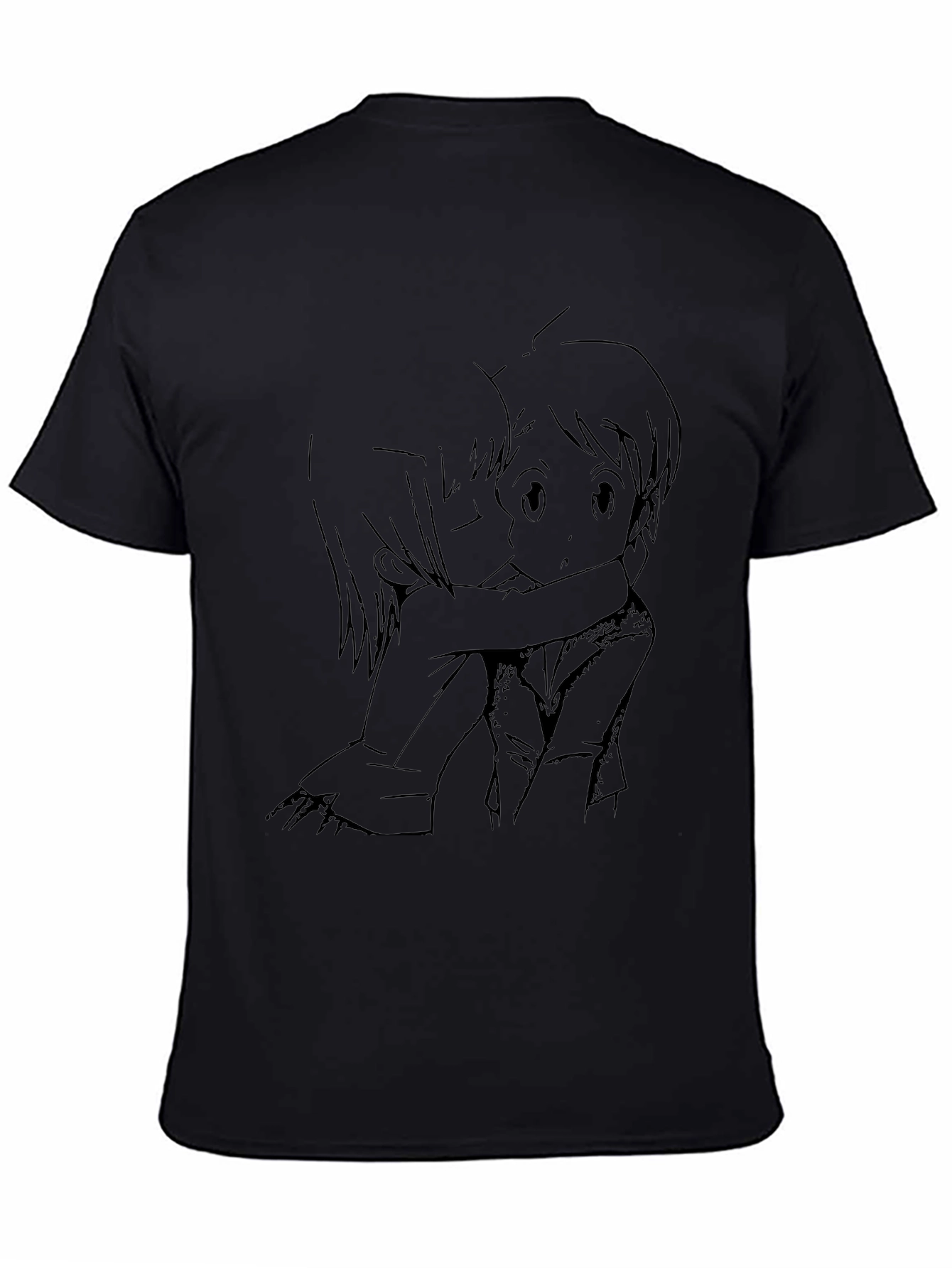 Black Anime Hug Graphic Black T-Shirt view 4