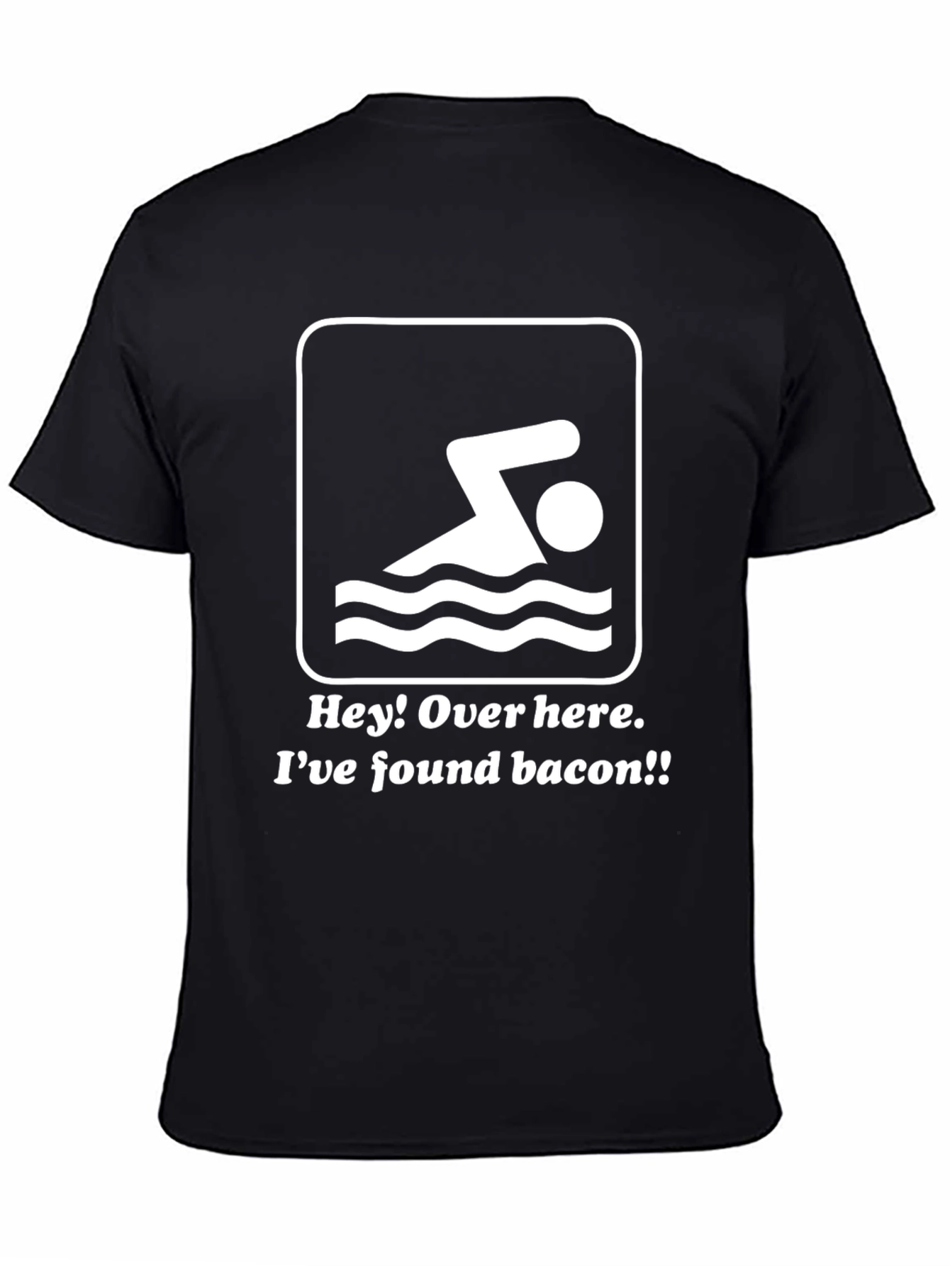 Black Funny Swimmer Bacon T-Shirt view 4