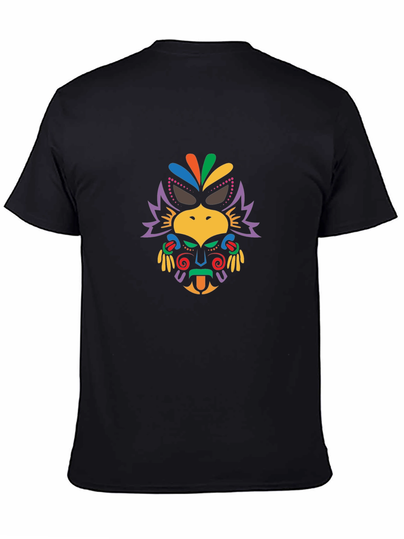 Black Tribal Mask Graphic Tee - Men's Black T-Shirt view 4