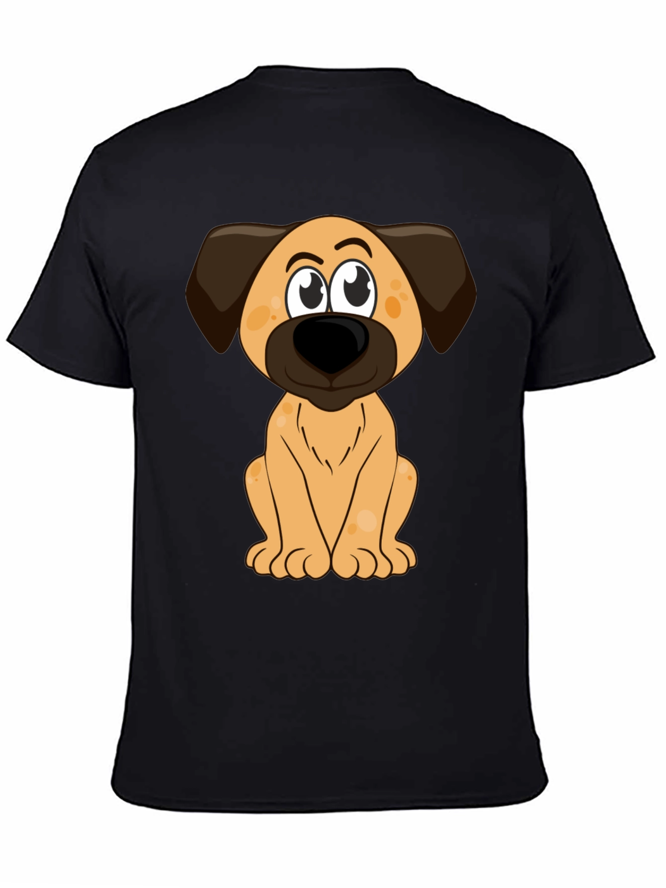 Black Cartoon Dog Print Black T-Shirt view 4