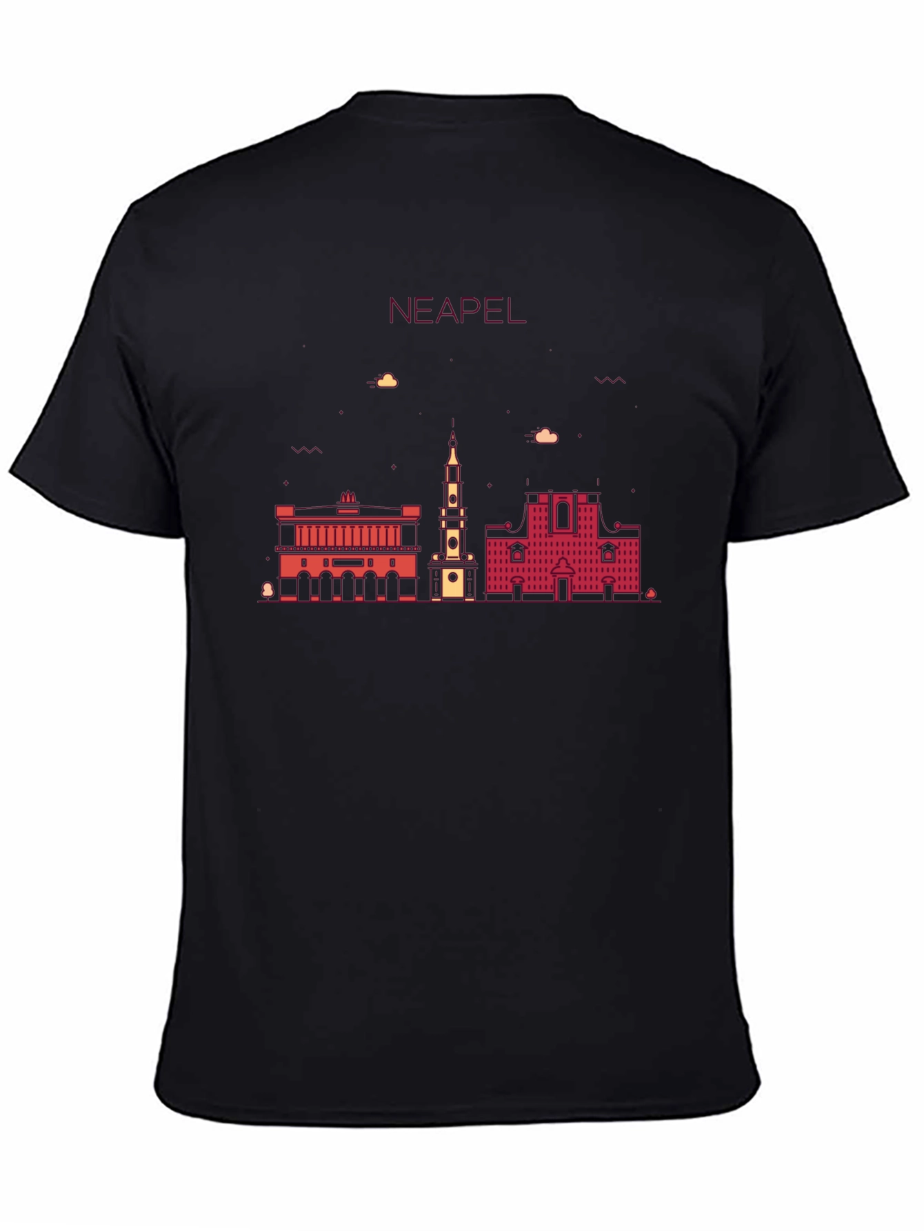 Black Neapel Skyline T-Shirt, Men's Black Graphic Tee view 4