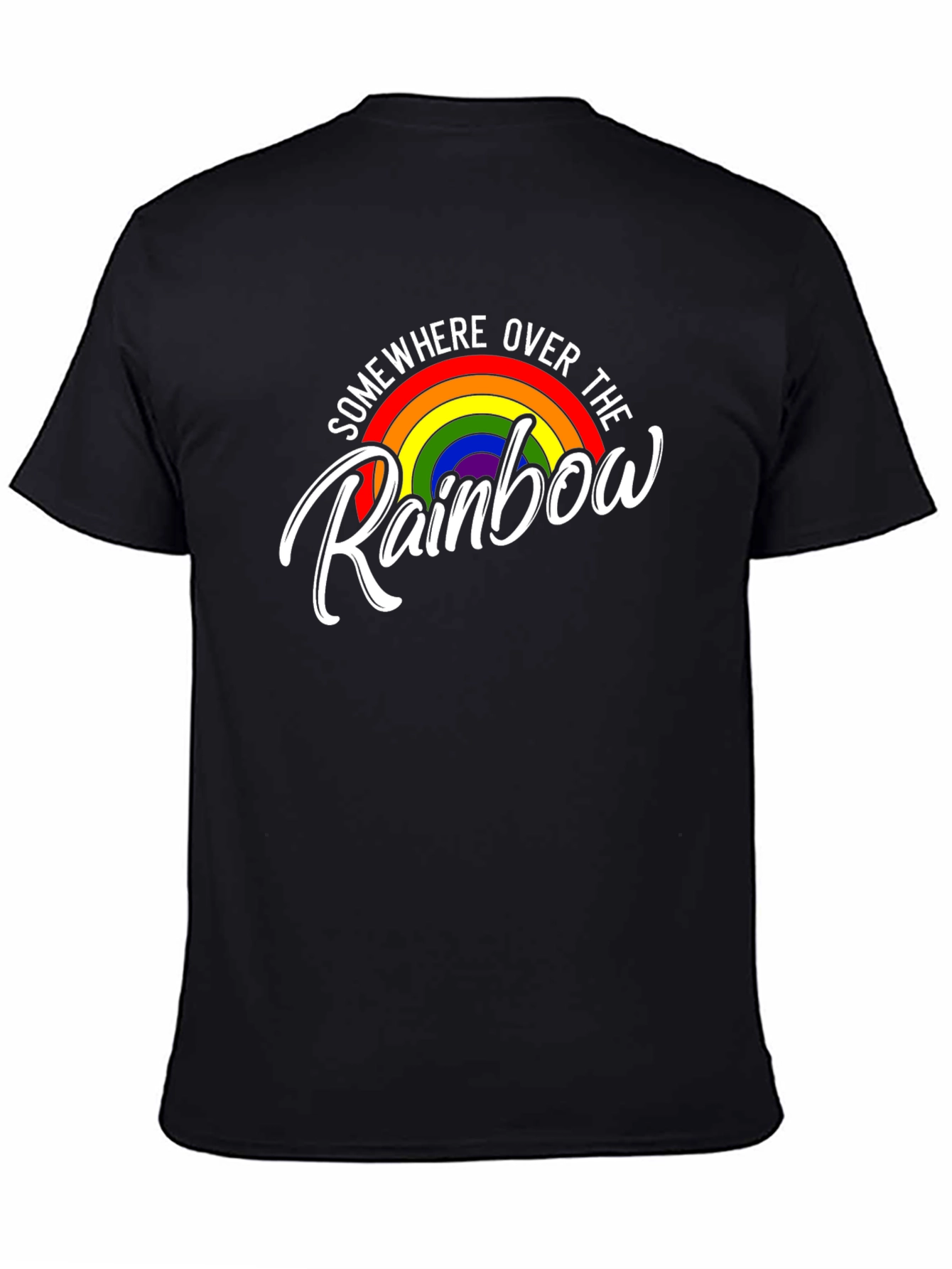 Black Somewhere Over the Rainbow Graphic Tee - Black Cotton view 4