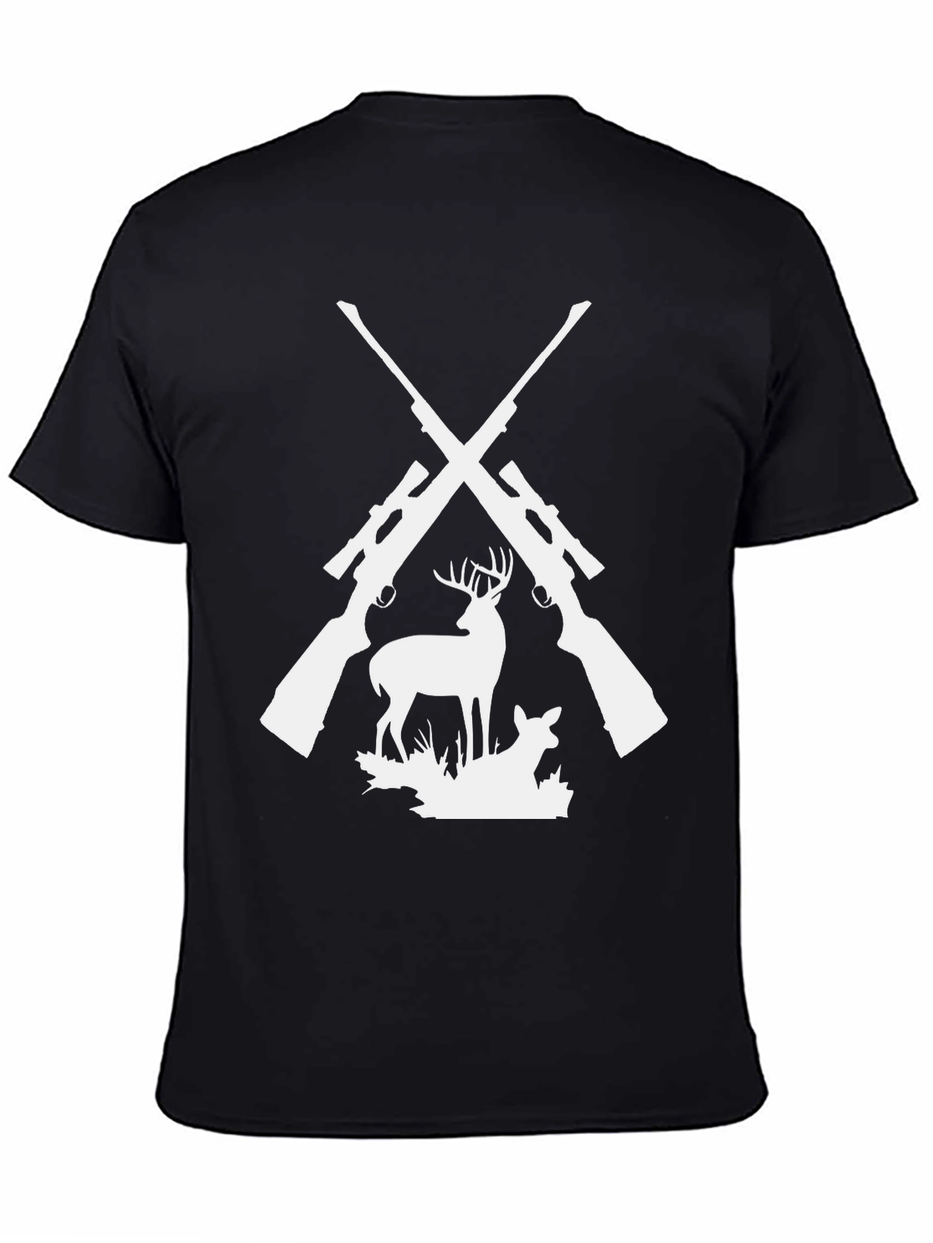 Black Hunting Graphic Tee - Deer & Rifles Design view 4