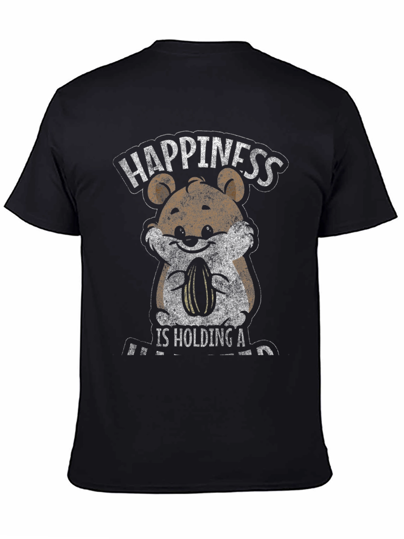 Black Happiness Hamster Graphic T-Shirt view 4