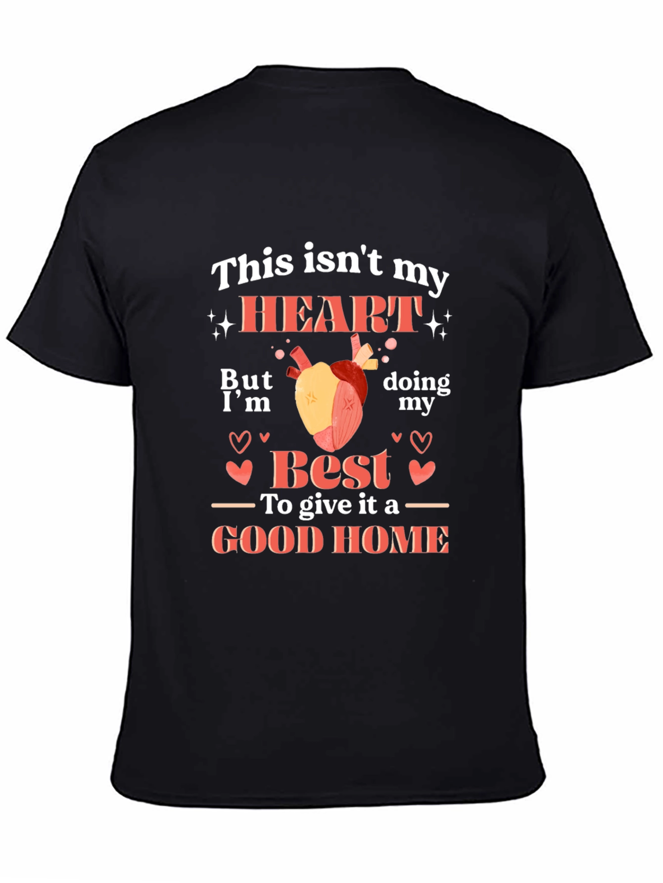 Black Funny Heart Transplant T-Shirt view 4