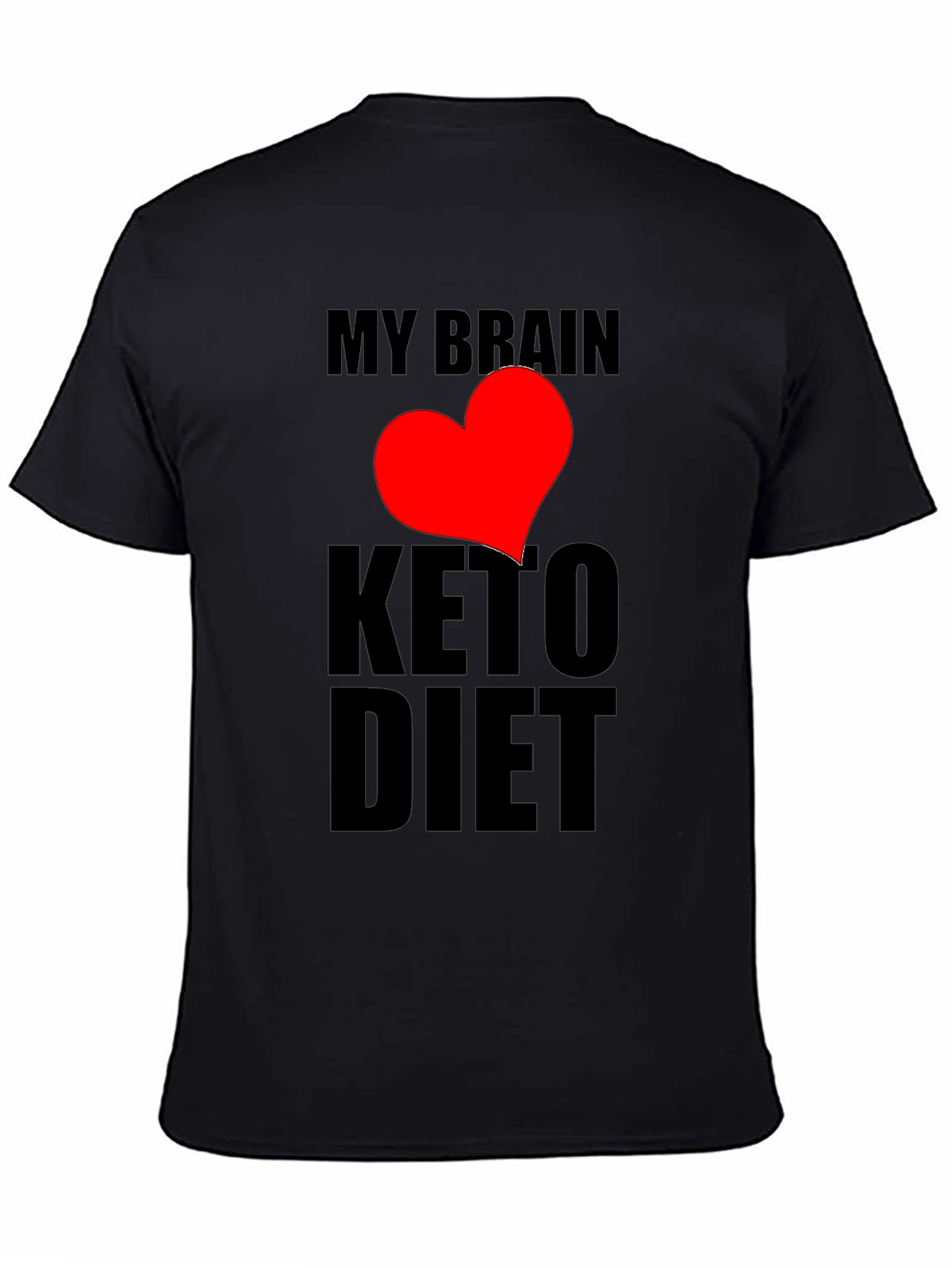 Black My Brain Loves Keto Diet Black T-Shirt view 4