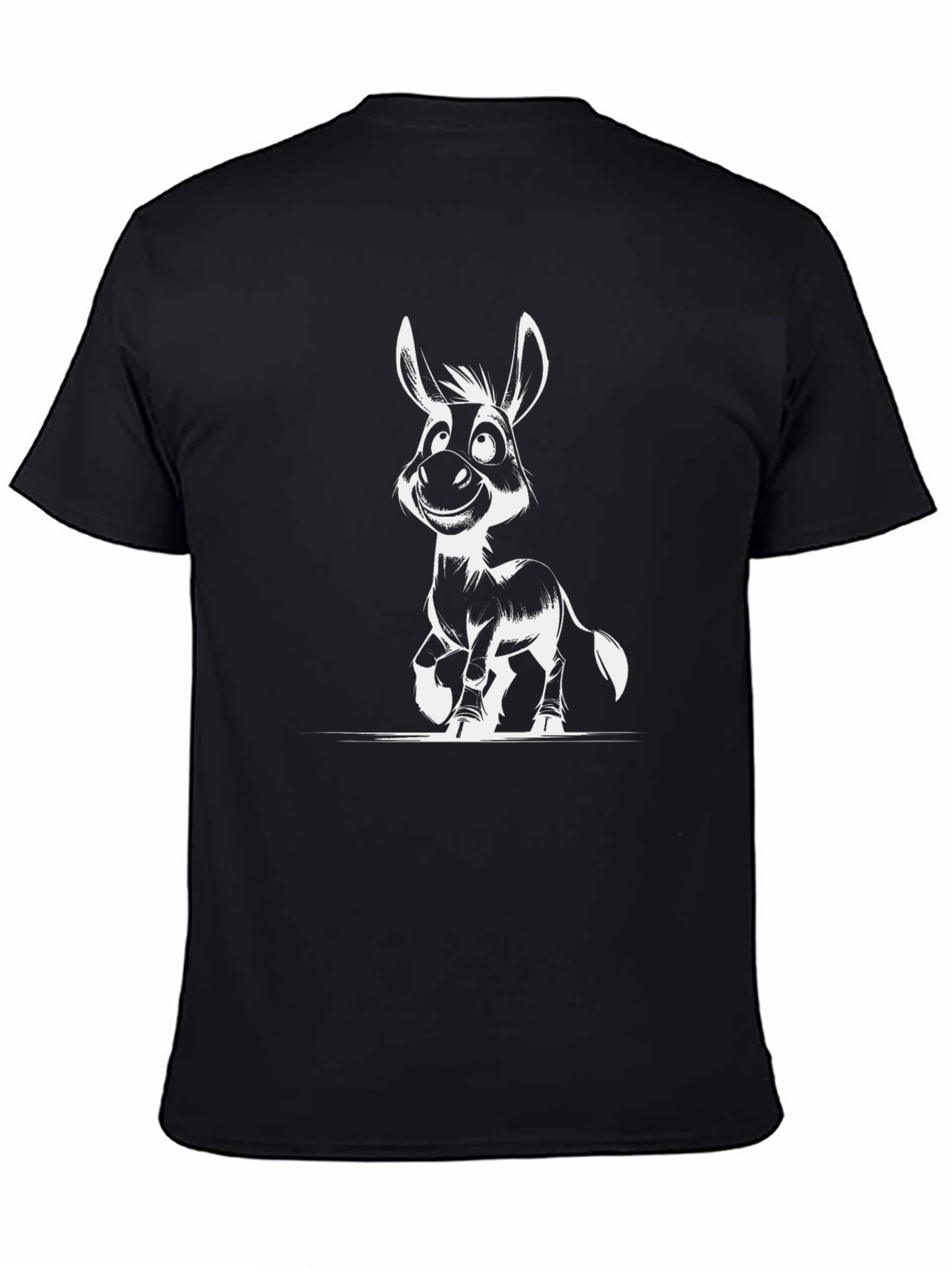 Black Donkey Cartoon Graphic Black T-Shirt view 4