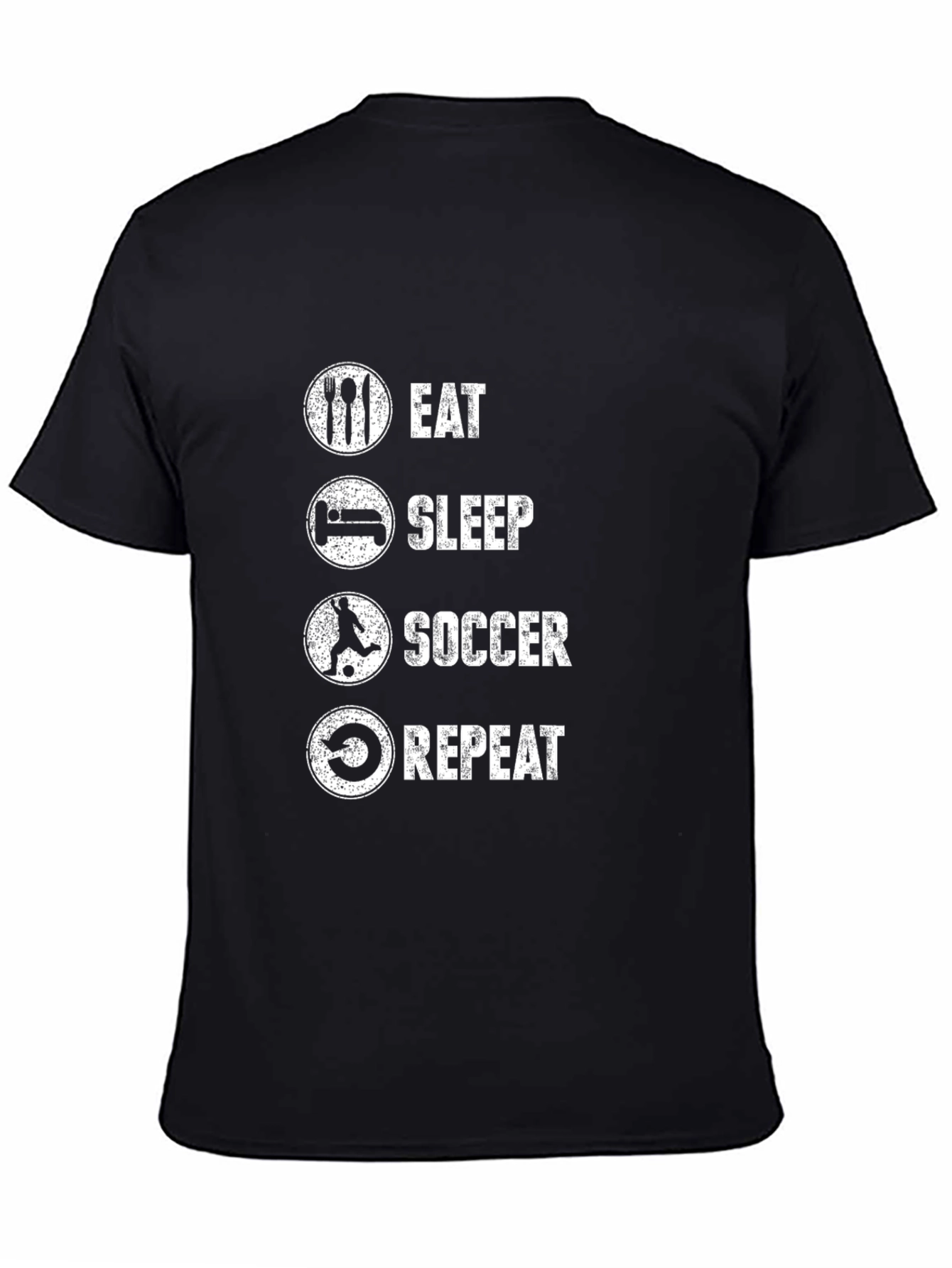 Black Eat Sleep Soccer Repeat Black Graphic T-Shirt view 4