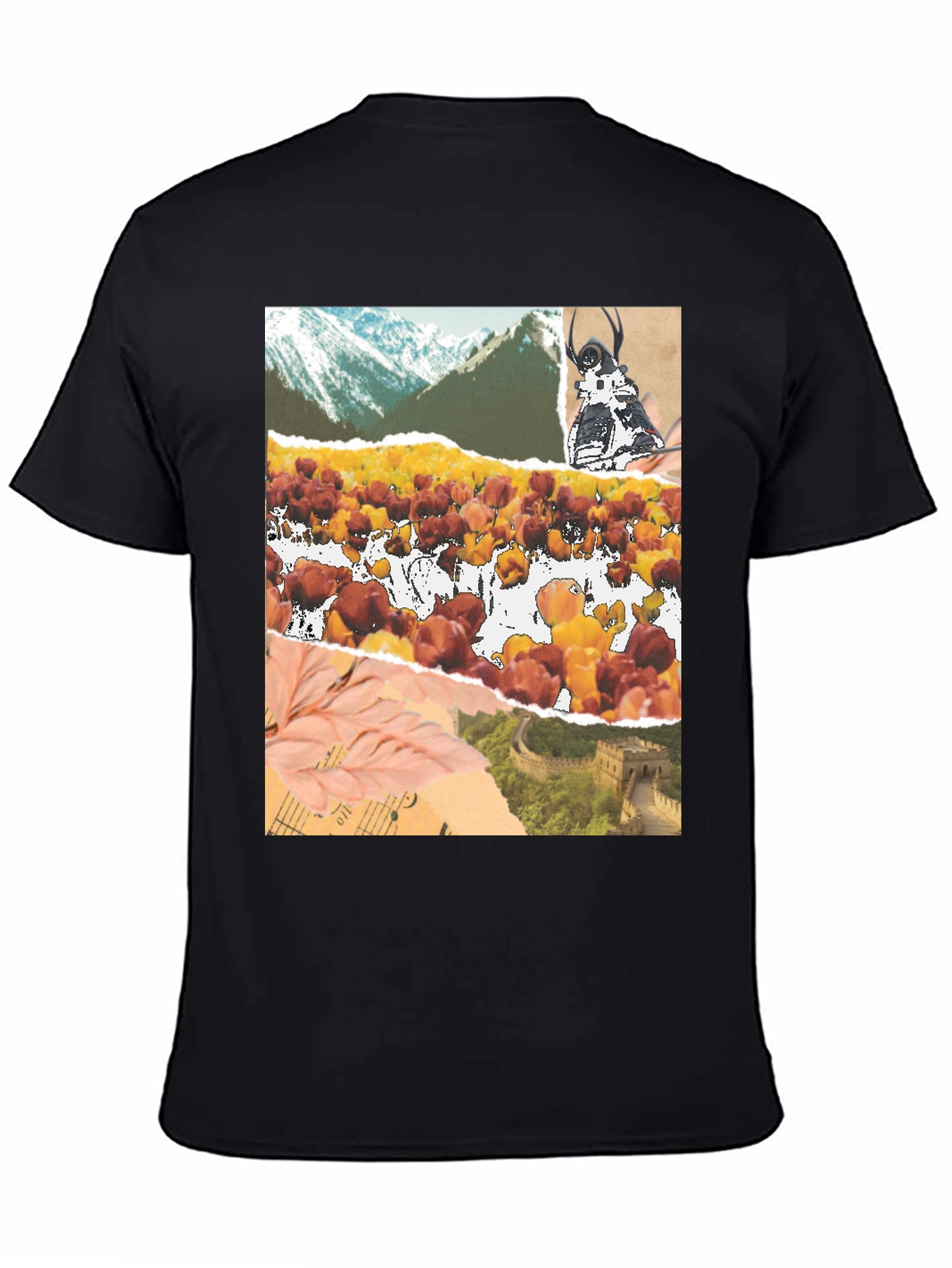 Black Collage Print Black T-Shirt view 4