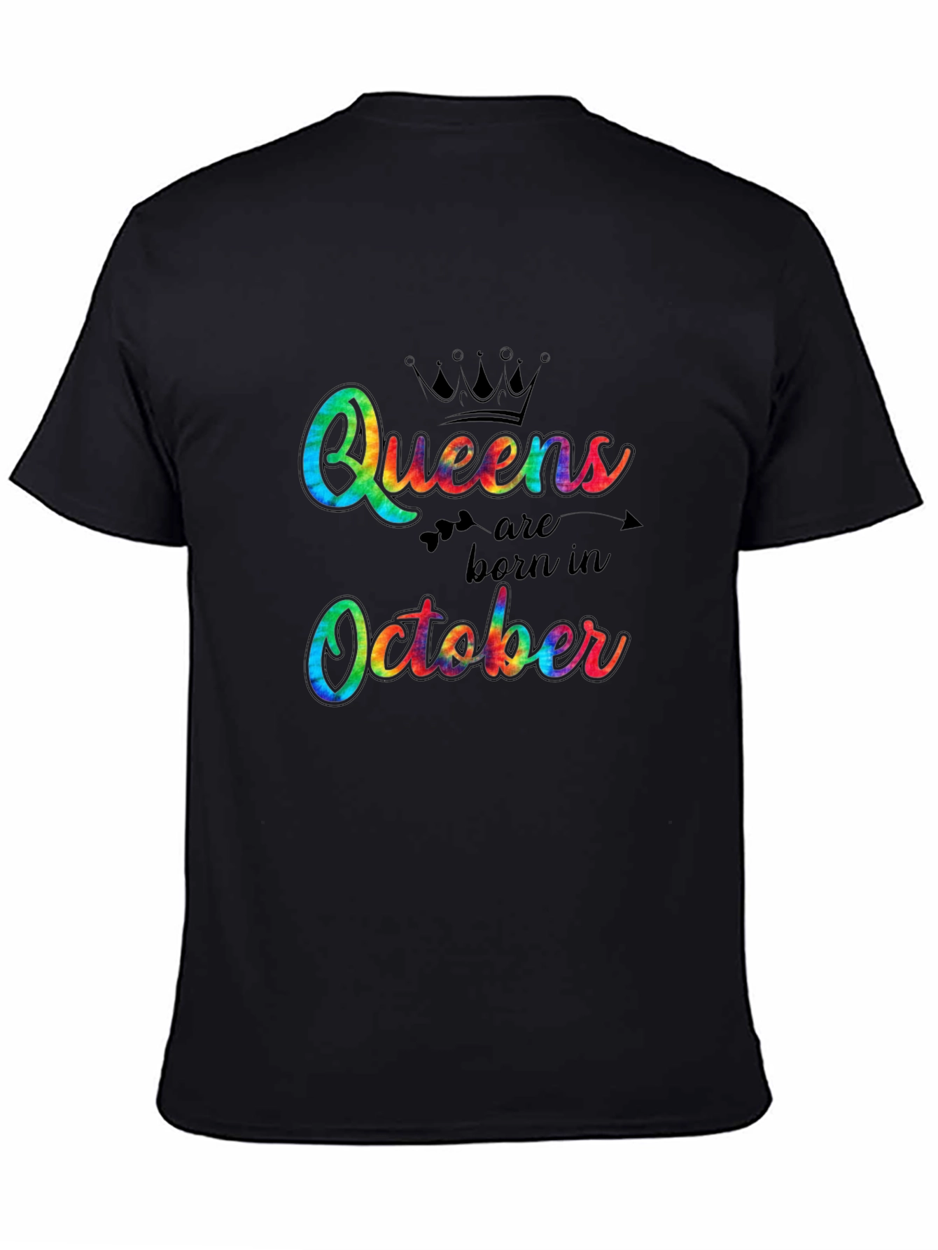 Black Queens Are Born in October Tie Dye T-Shirt view 4
