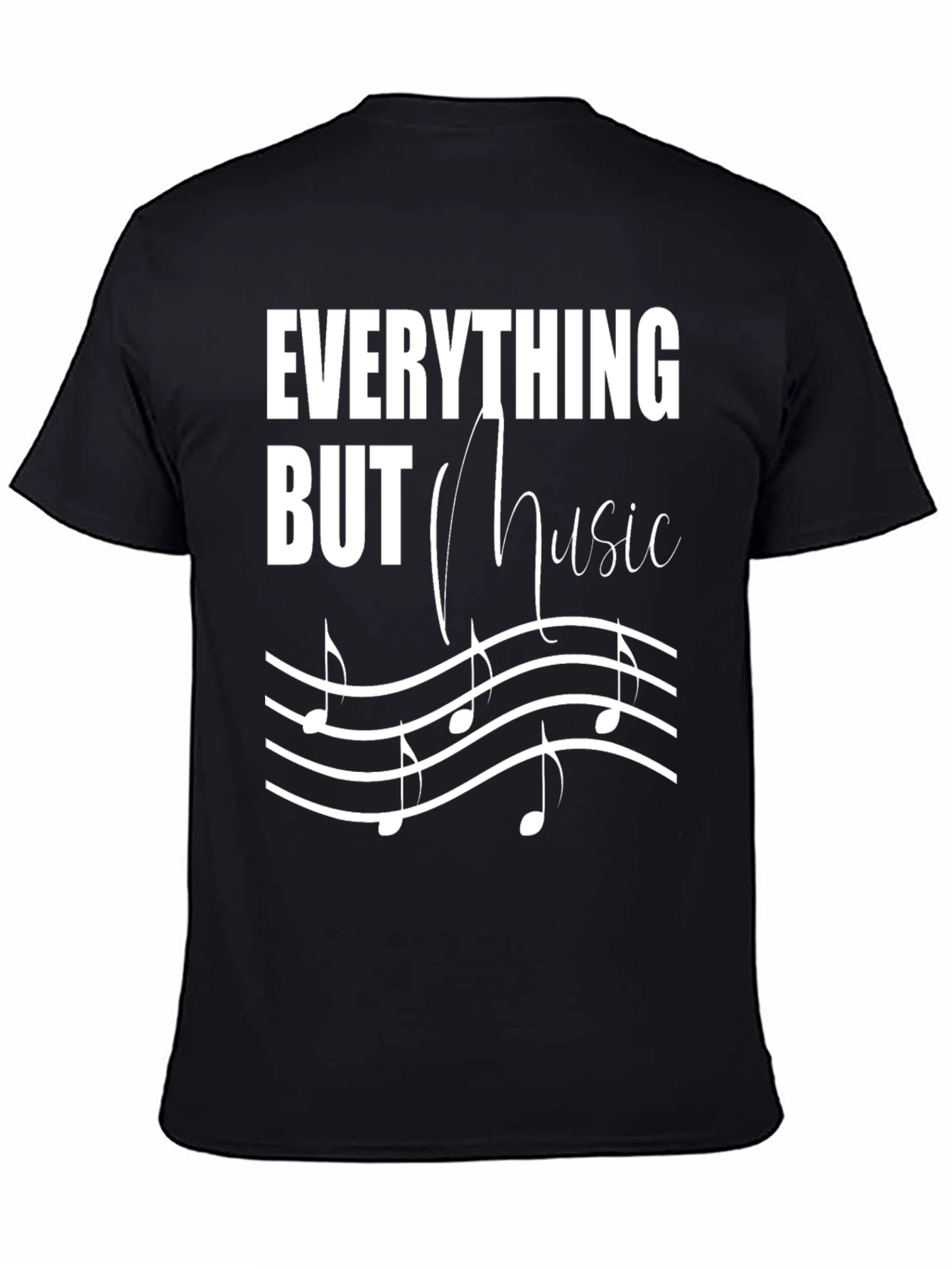 Black Everything But Music Men's T-Shirt view 4