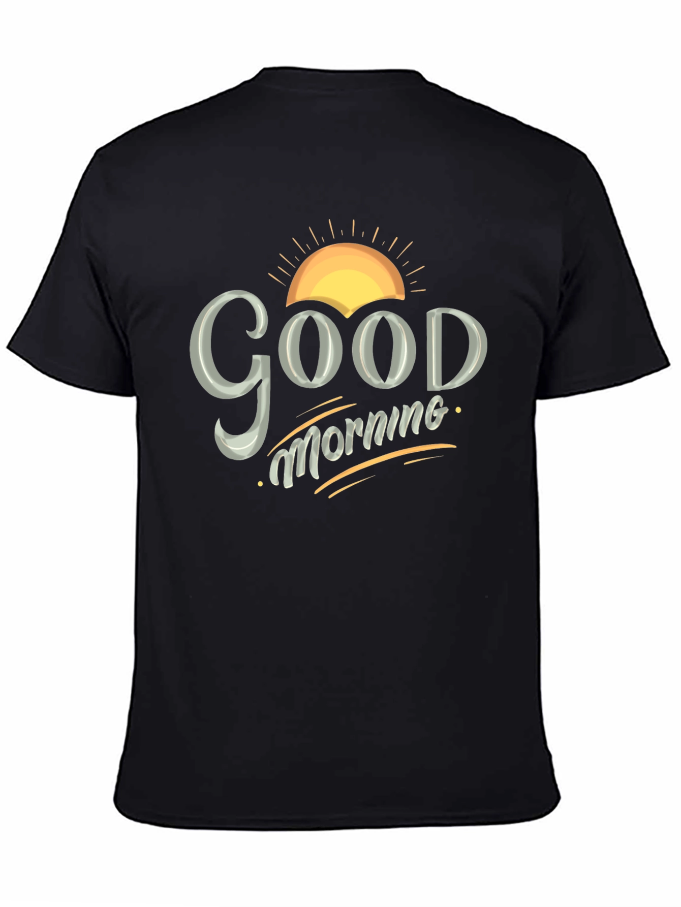 Black Good Morning Graphic Tee - Men's Black T-Shirt view 4